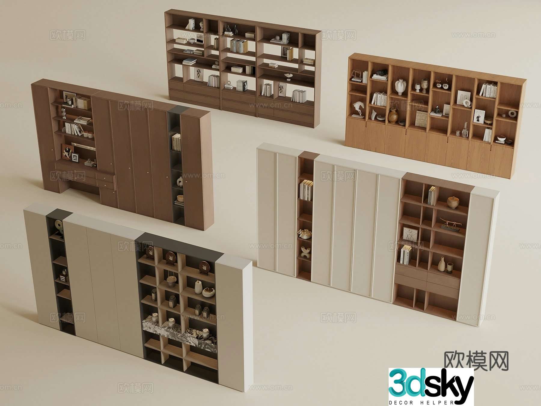 Modern medieval style bookcase 3d model