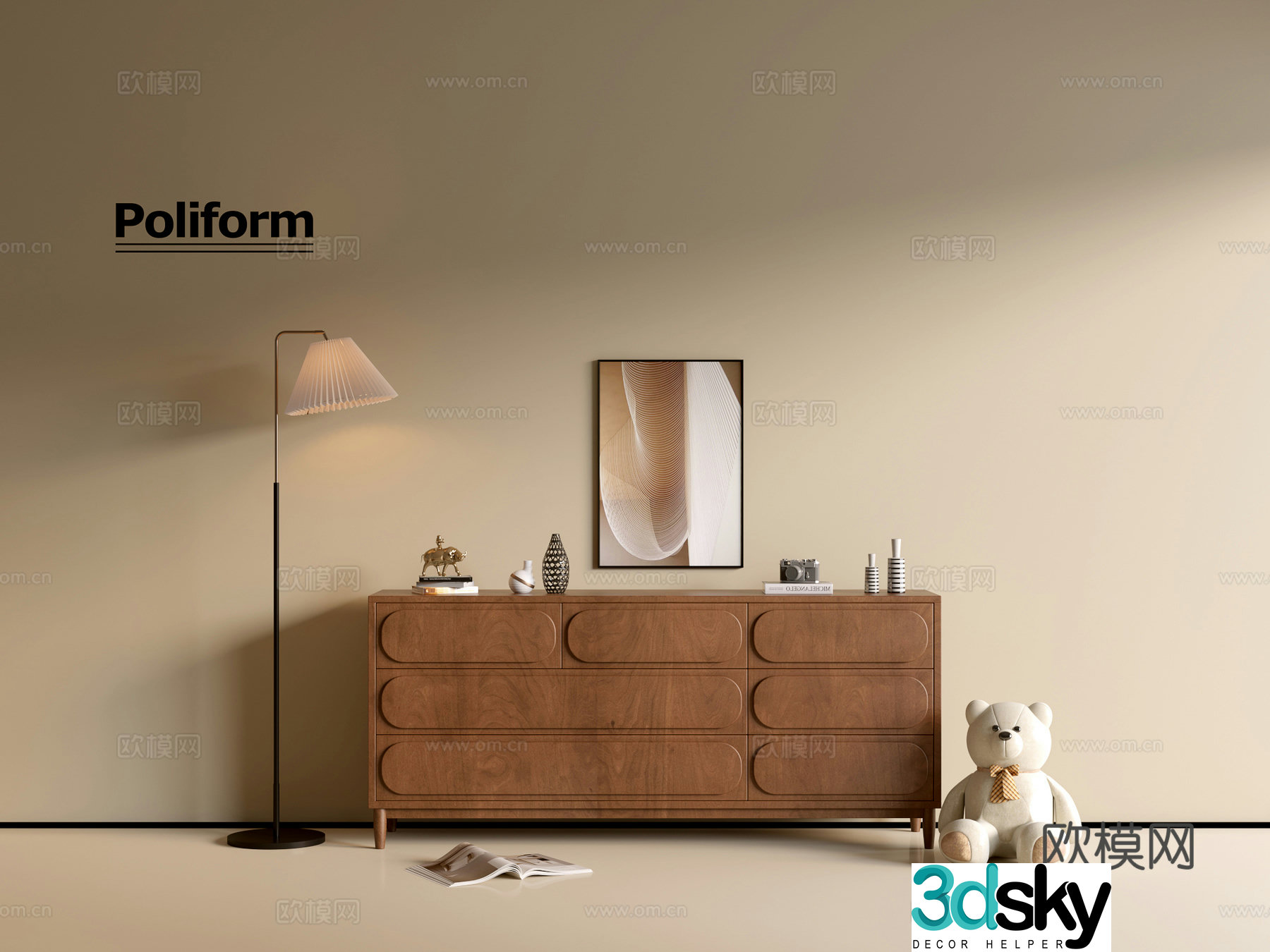 Modern wood grain cabinet ins wind minimalist wind cabinet whole cabinet sideboard balcony cabinet storage 3D model