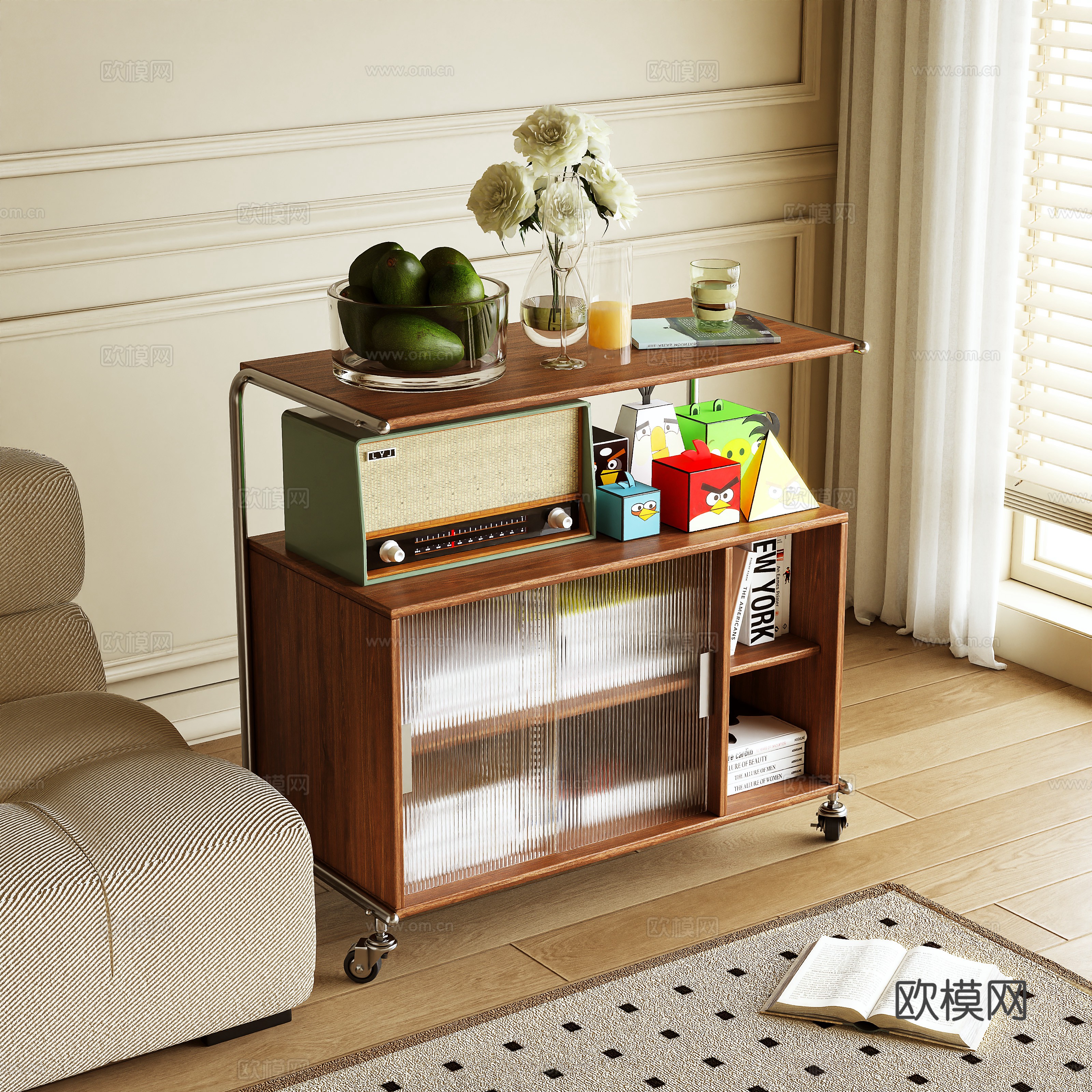 Log wind edge cabinet storage cabinet storage cabinet 3d model