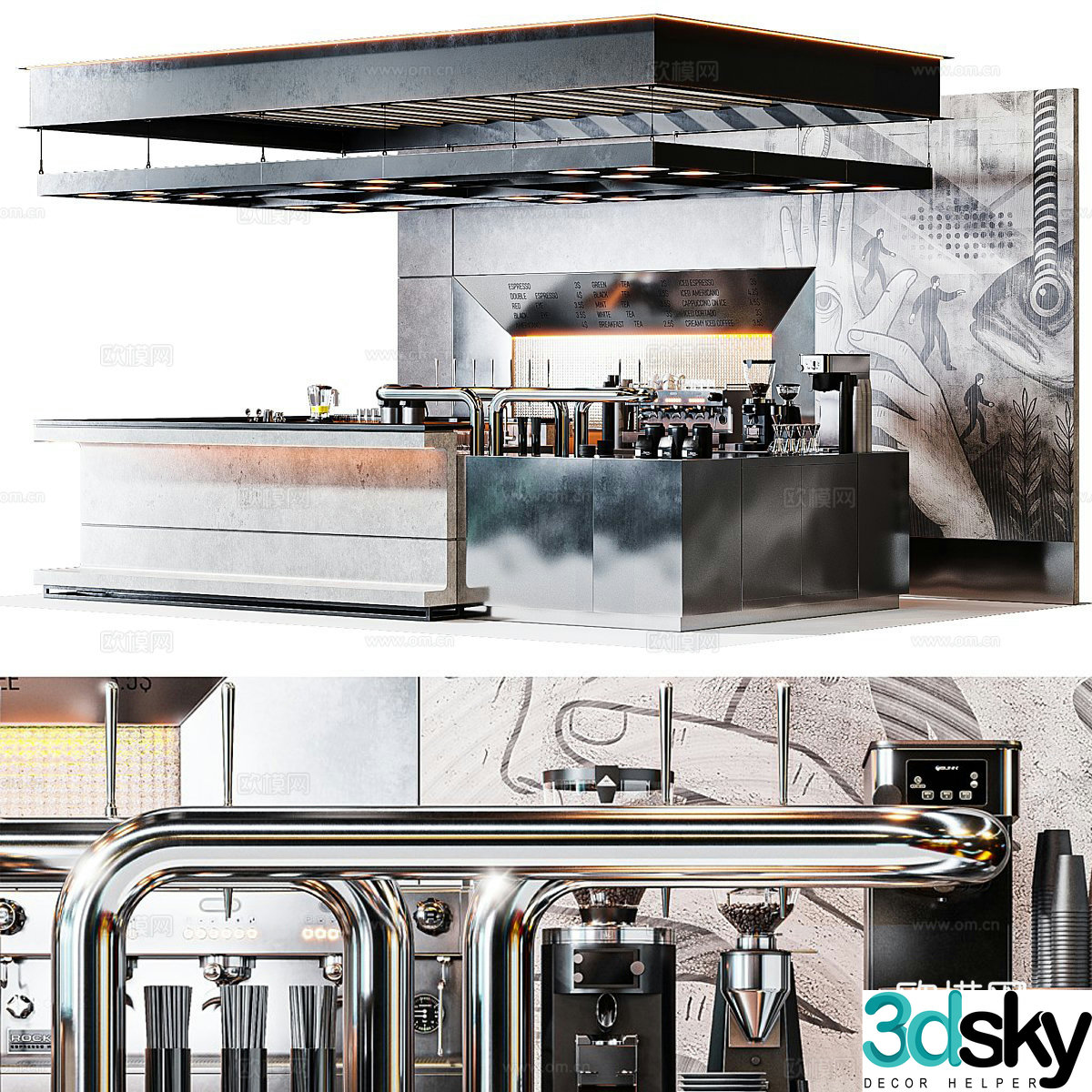 Modern coffee bar water bar bar 3d model