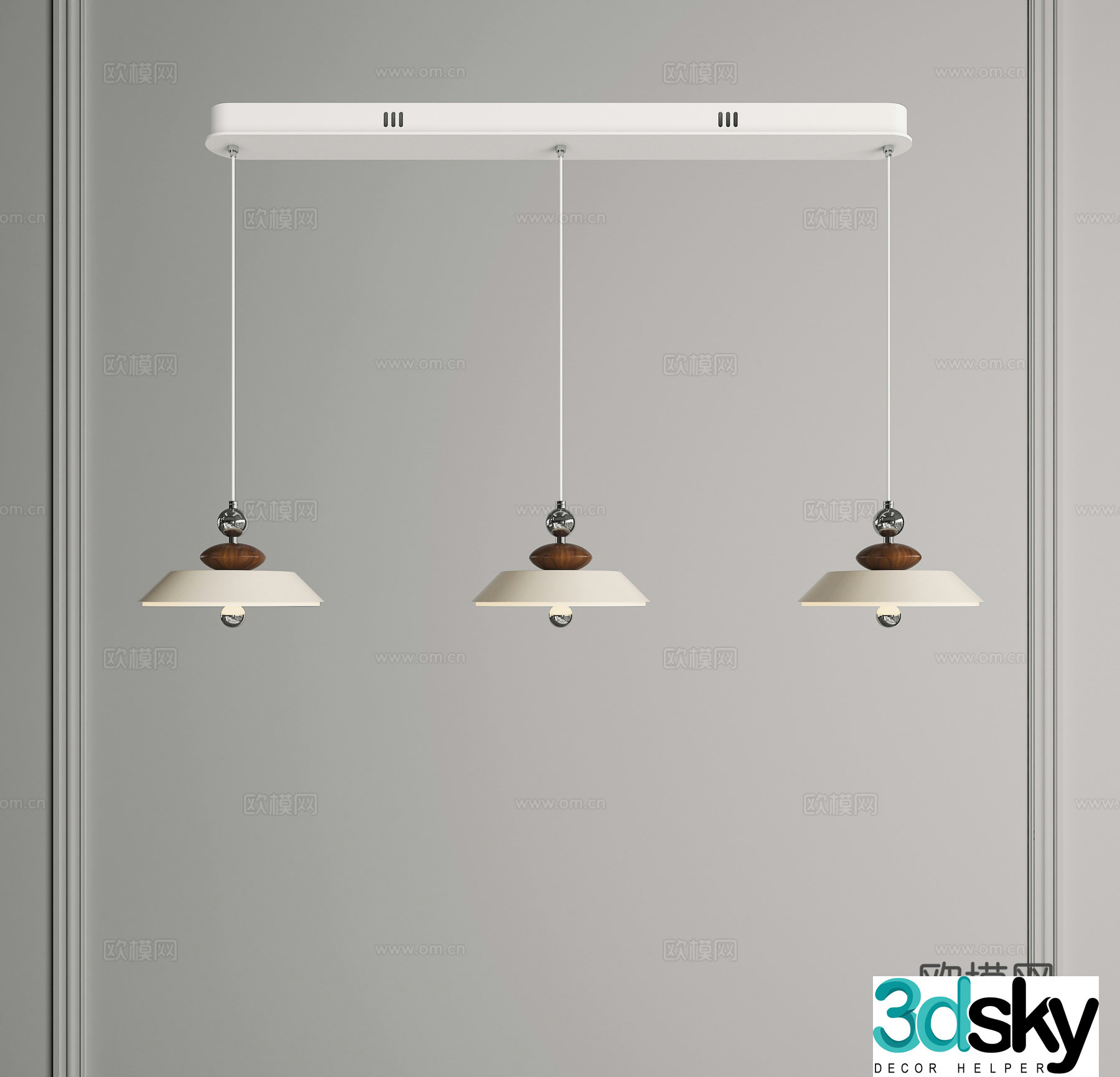 Cream-style chandelier medieval chandelier three-head chandelier multi-head chandelier restaurant chandelier long chandelier 3D model