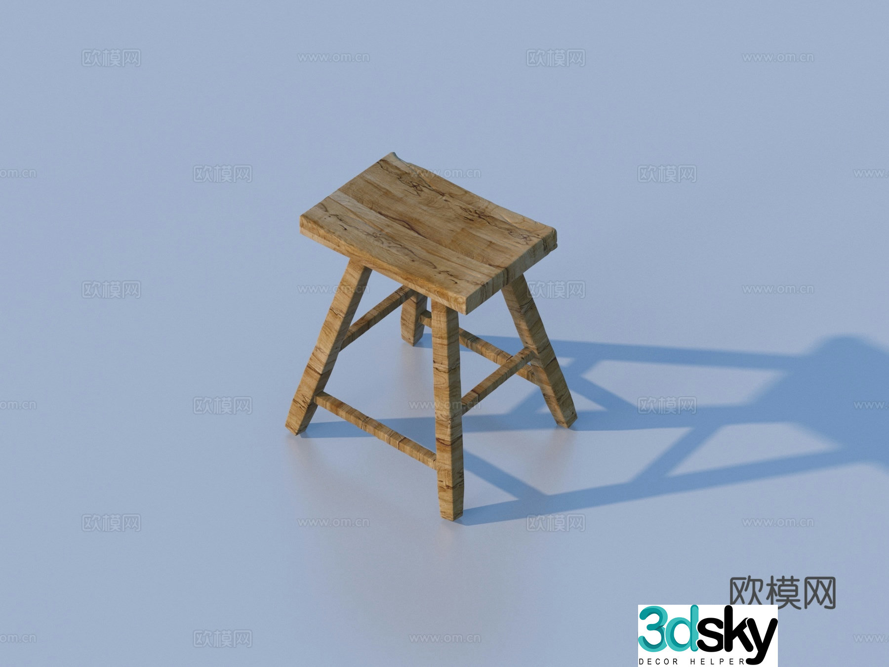 Stool Wooden Stool Furniture Sketch 3D Model
