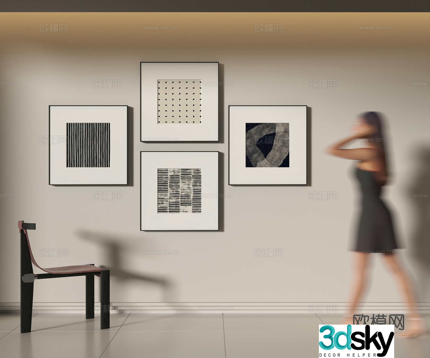 Modern photo wall 3d model