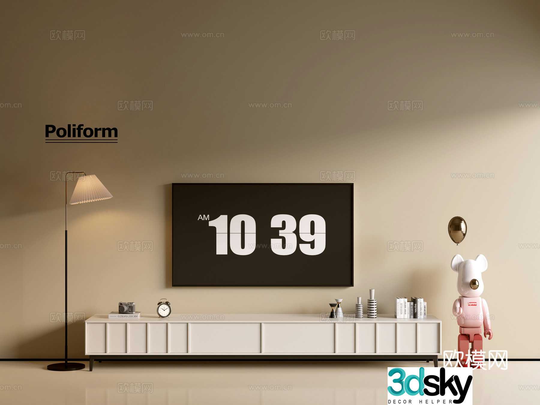 Modern cream-air TV cabinet chest of cabinets ins-style minimalist wind cabinet whole cabinet sideboard 3D model