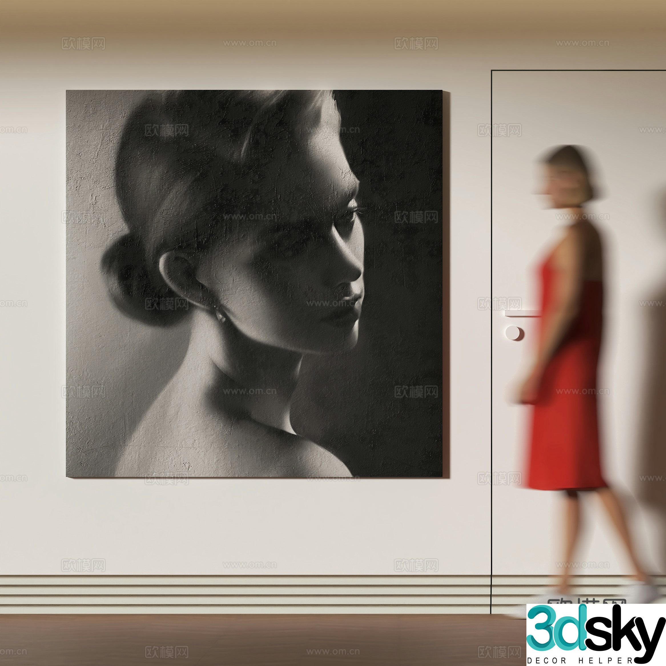 Modern character decoration hanging painting 3d model