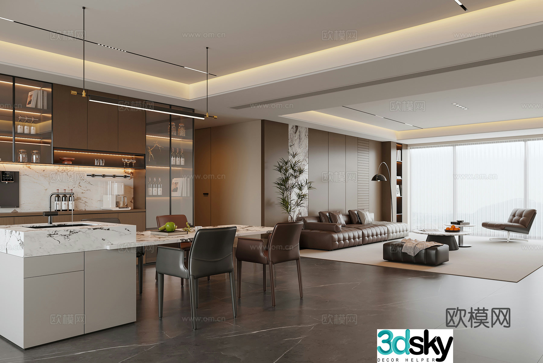 Modern Italian dining room 3d model