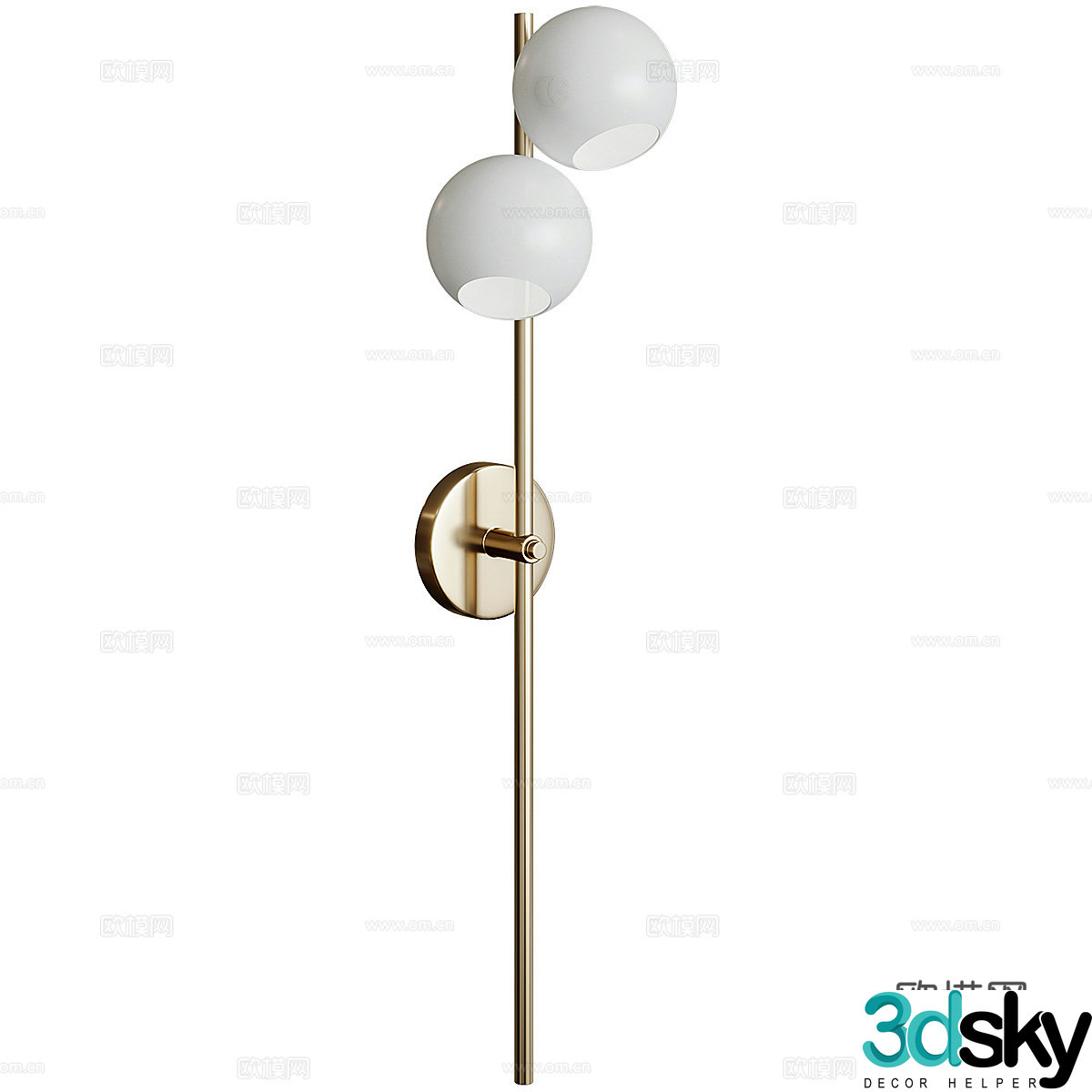 Modern light luxury long strip metal wall lamp 3D model