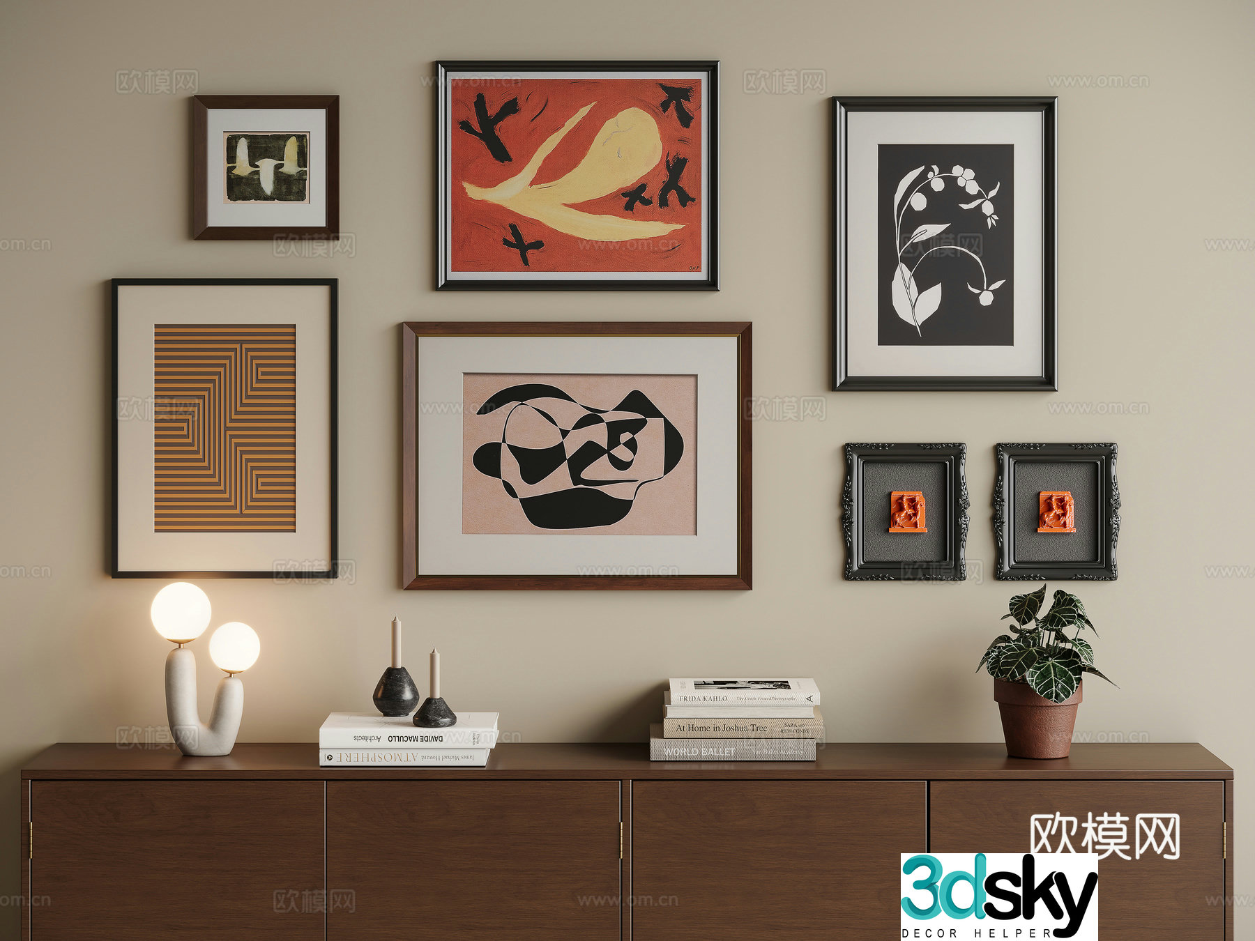 French medieval combination decorative painting 3D model