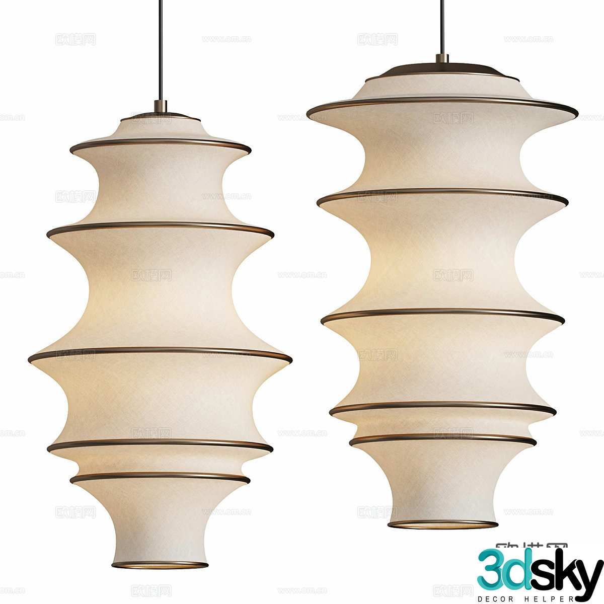 New Chinese style light luxury lantern decorative chandelier 3D model