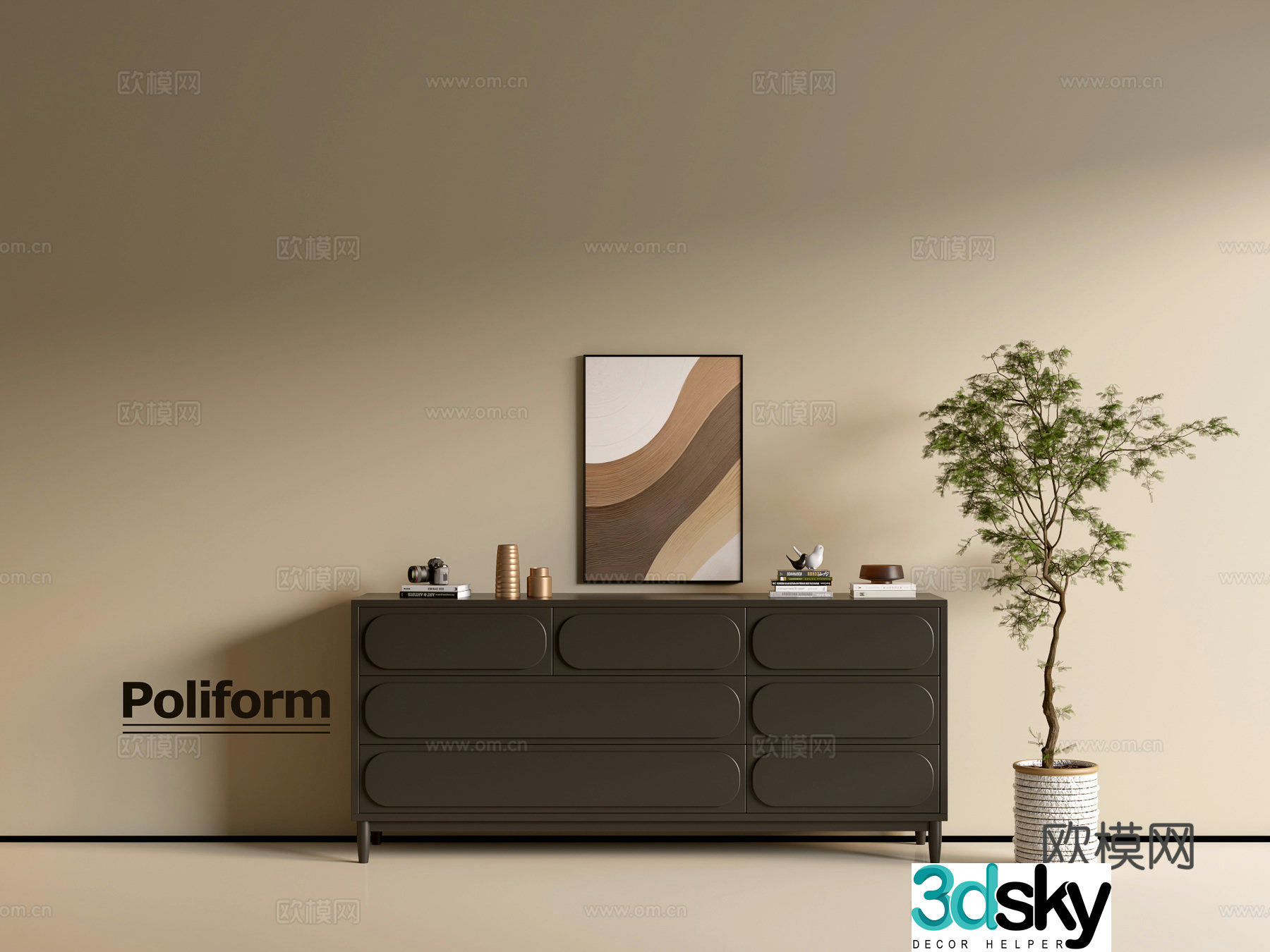 Modern black cabinet ins wind side cabinet chest cabinet low cabinet whole cabinet dining side cabinet balcony cabinet 3d model
