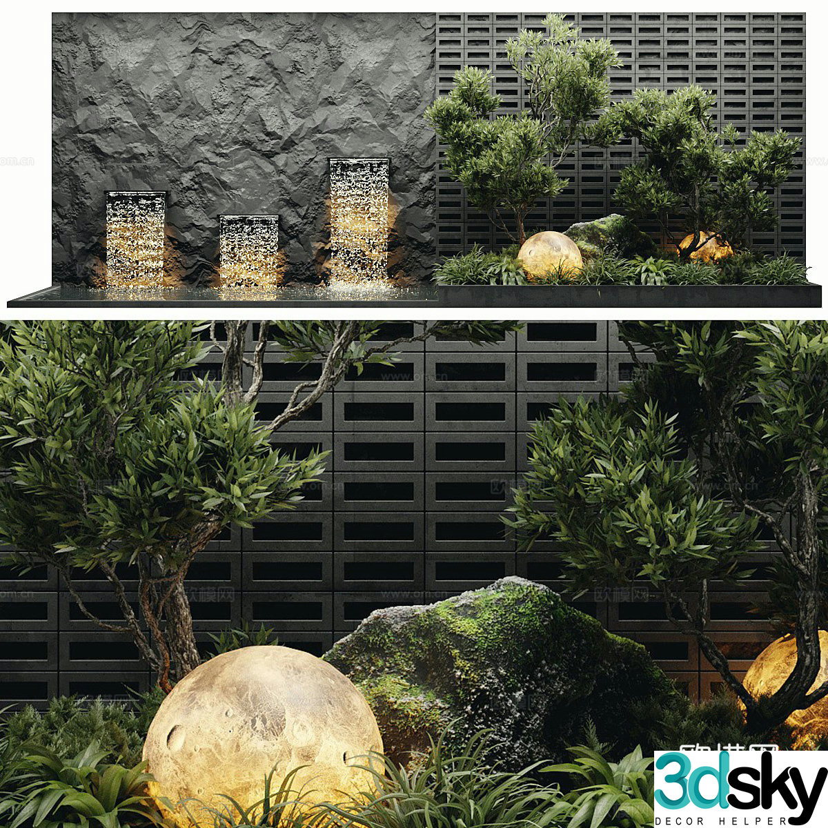 Modern Landscape Sketch Stairwell Landscape Indoor Landscape 3D Model