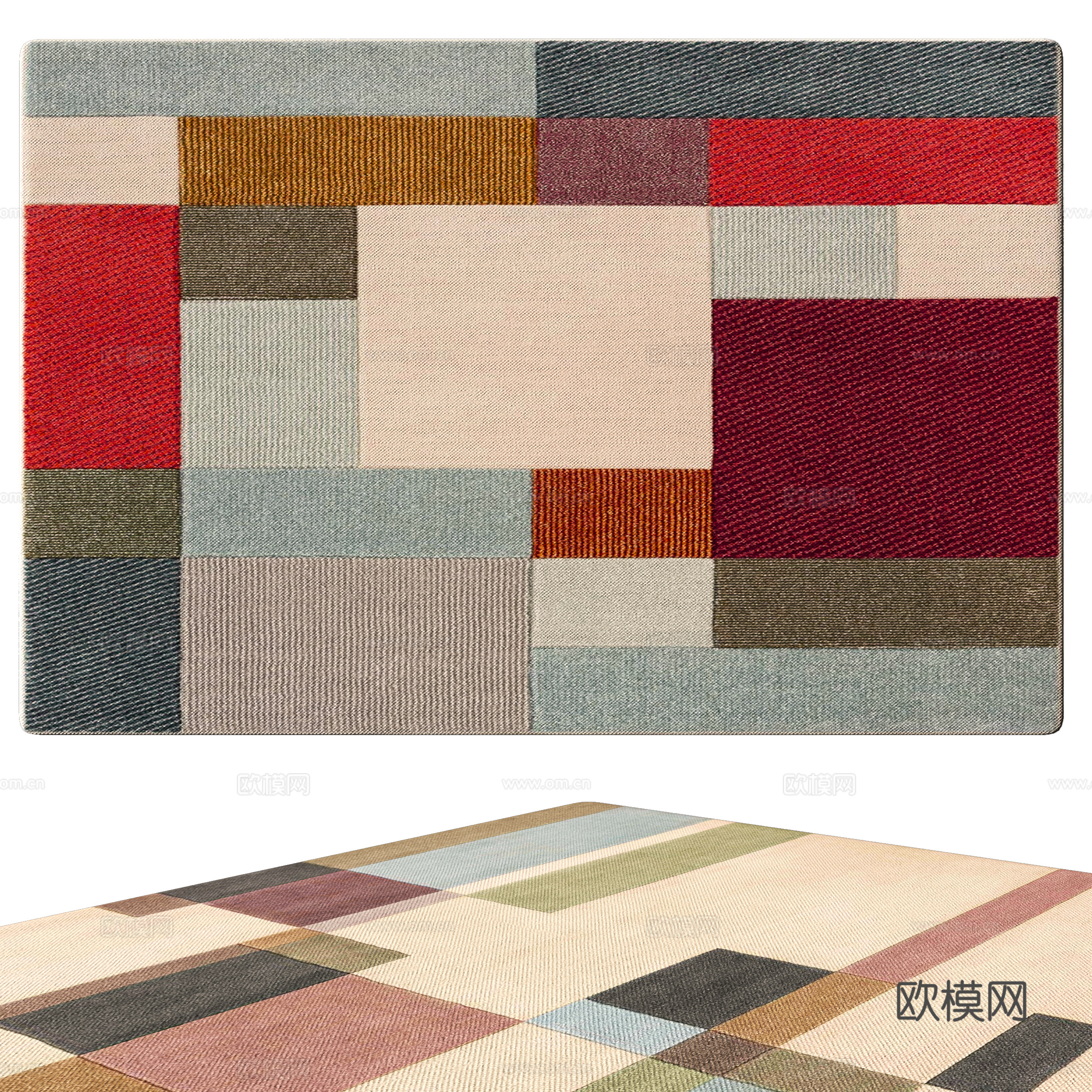 Modern square carpet 3d model