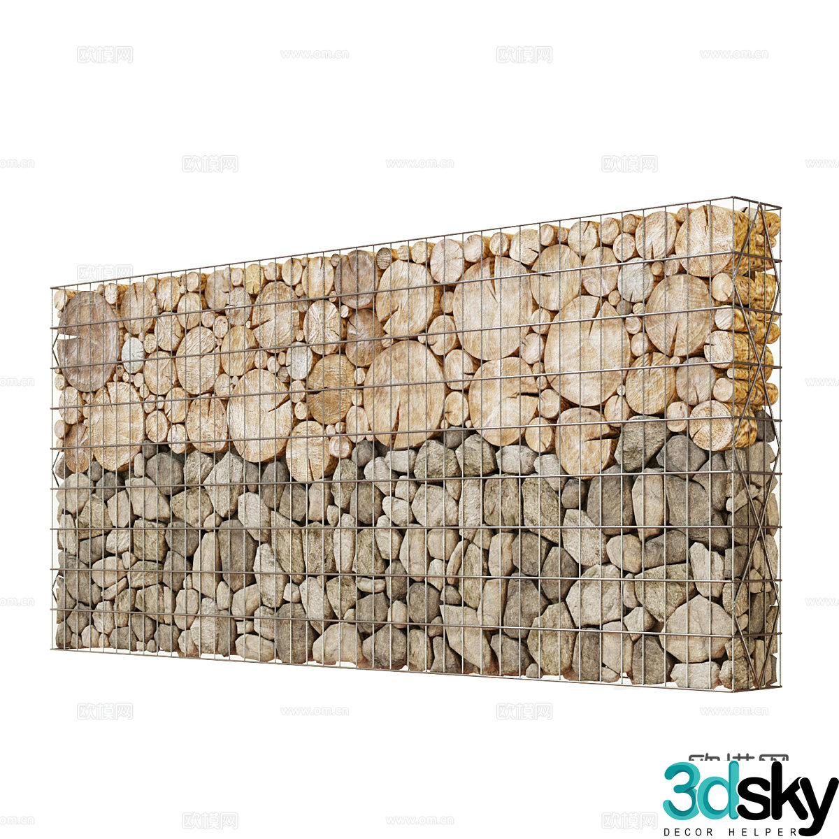 Modern Wasabi Wooden Gabion 3D Model
