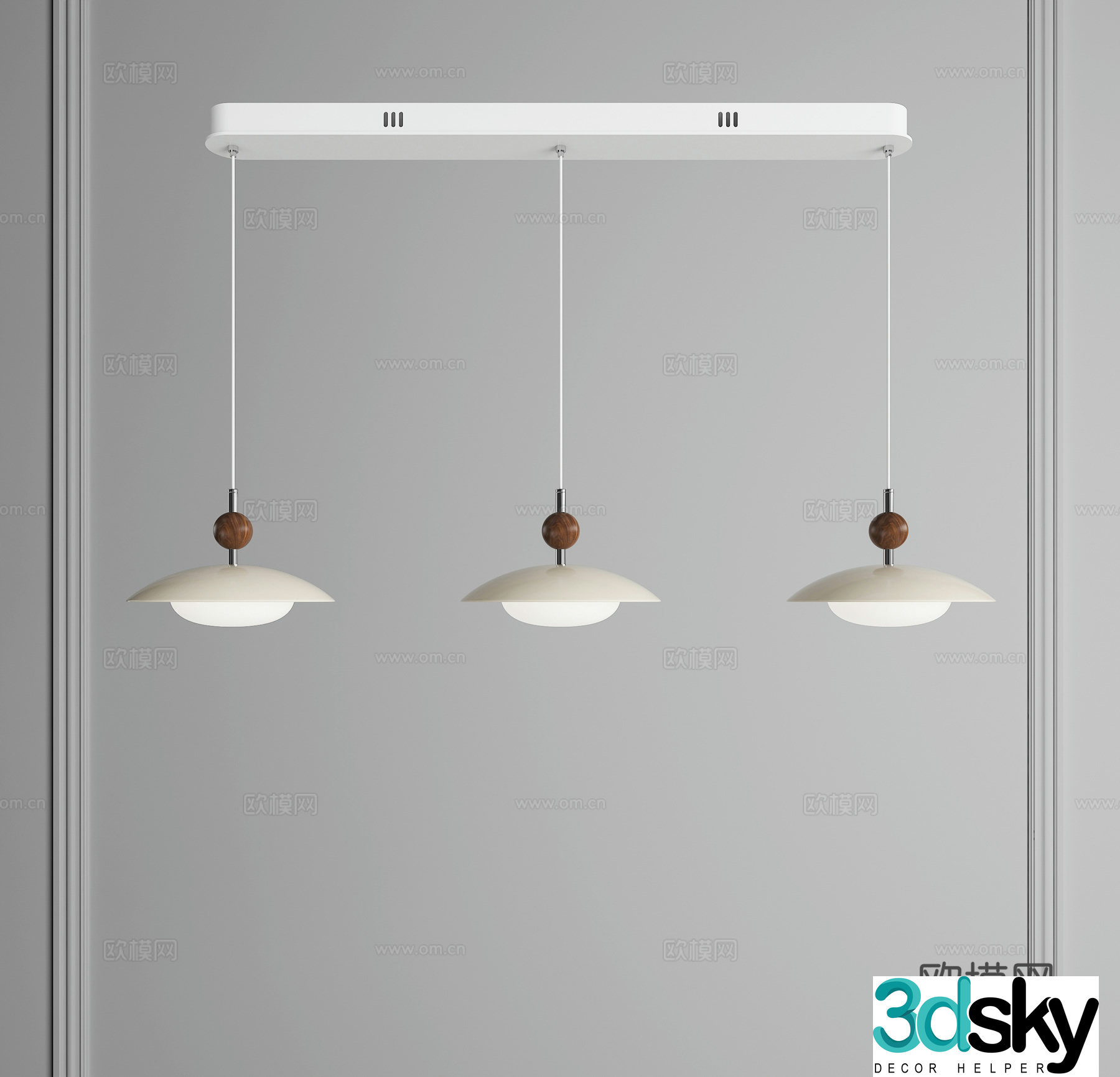 Cream-style chandelier medieval chandelier three-head chandelier multi-head chandelier restaurant chandelier long chandelier 3D model