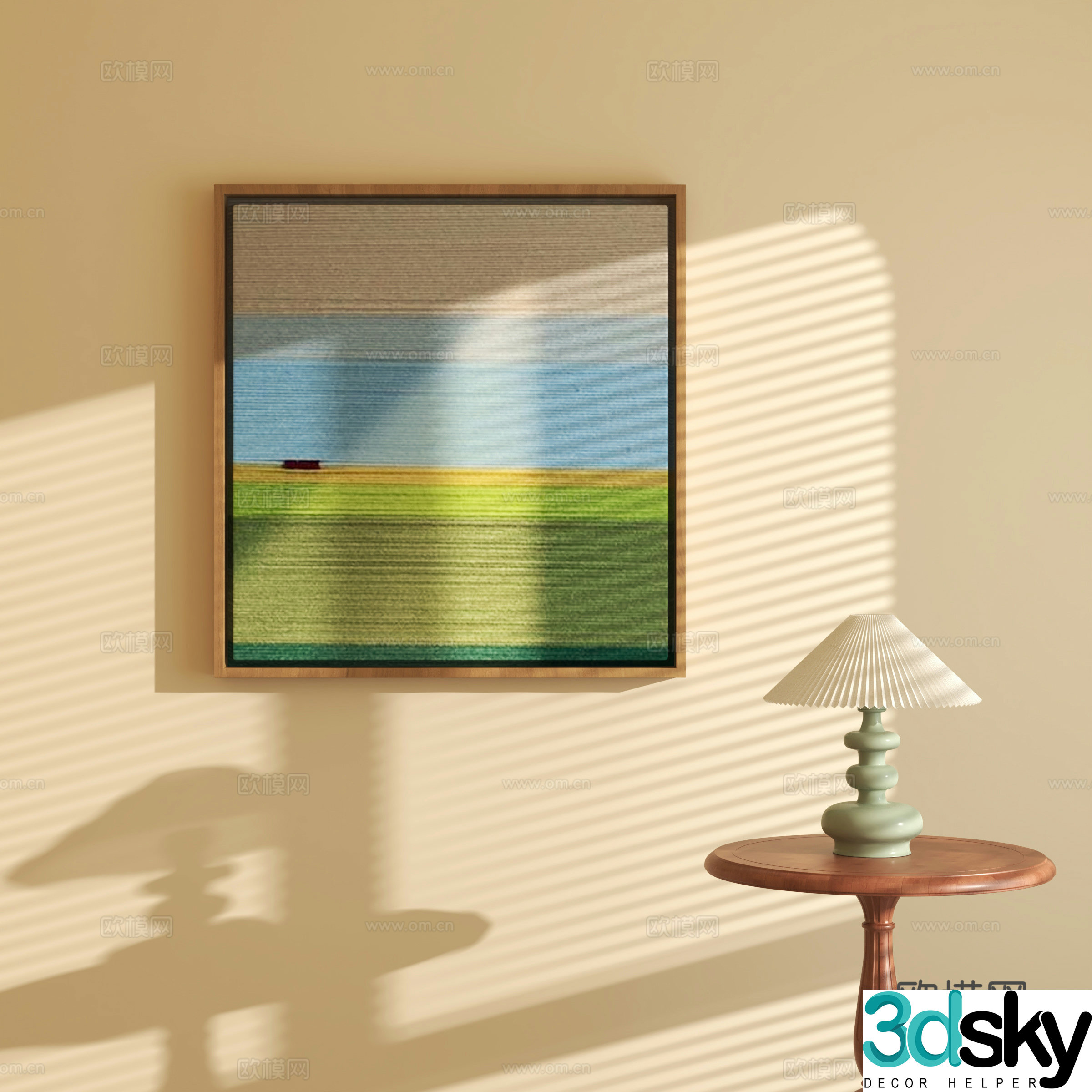 Modern decorative paintings desk lamps side tables 3D model