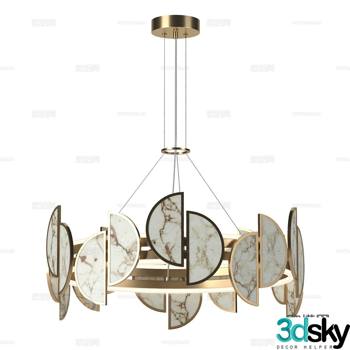 New Chinese style light luxury decorative chandelier 3D model
