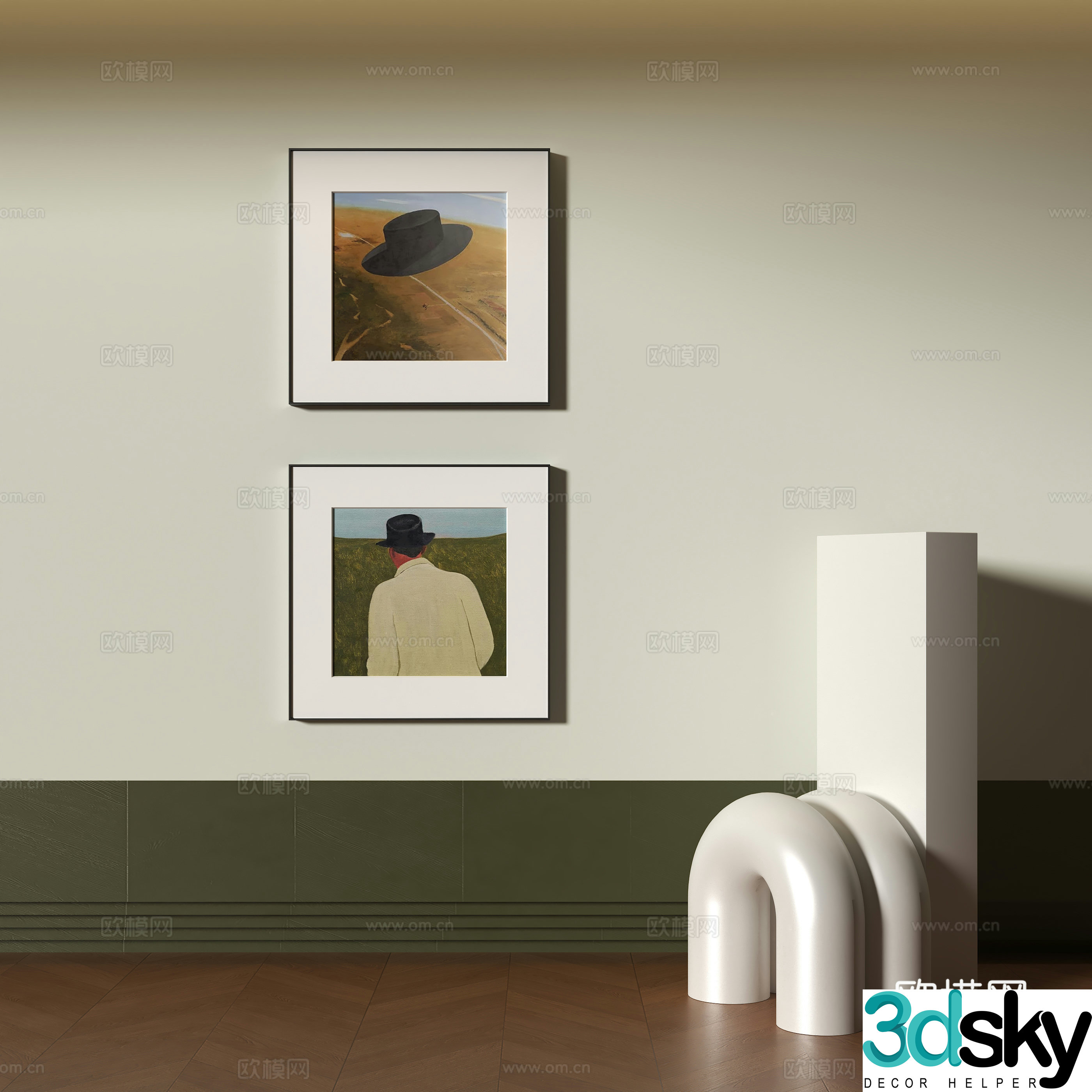 Modern decorative hanging painting combination 3D model