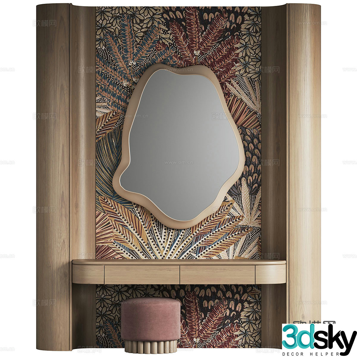 New Chinese style light luxury dressing table 3D model