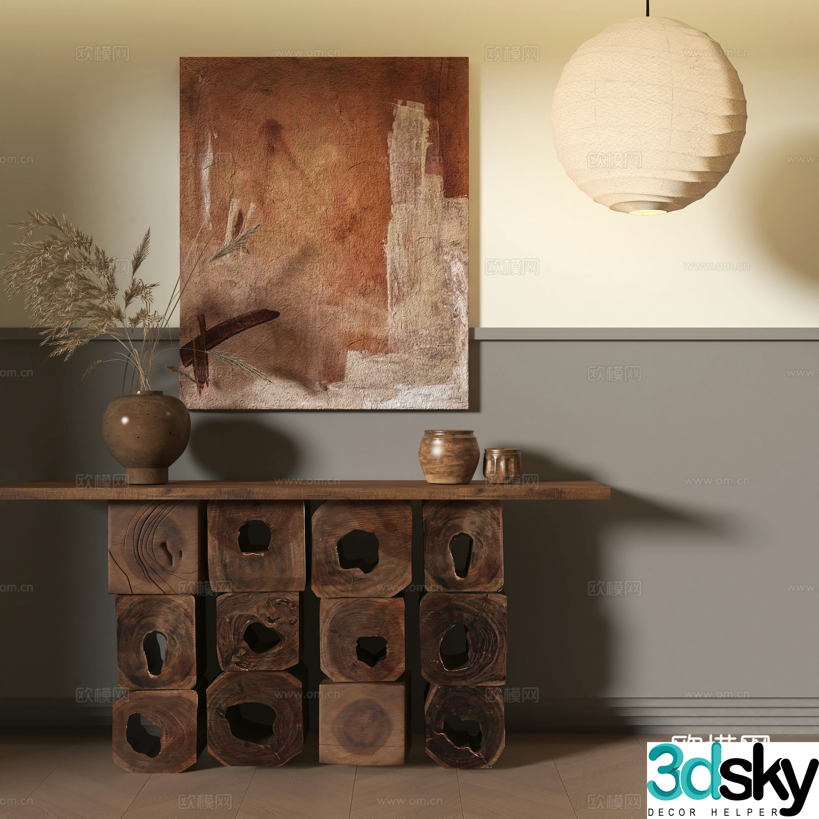 Wasabi wind end viewing platform end viewing cabinet decorative hanging painting 3D model
