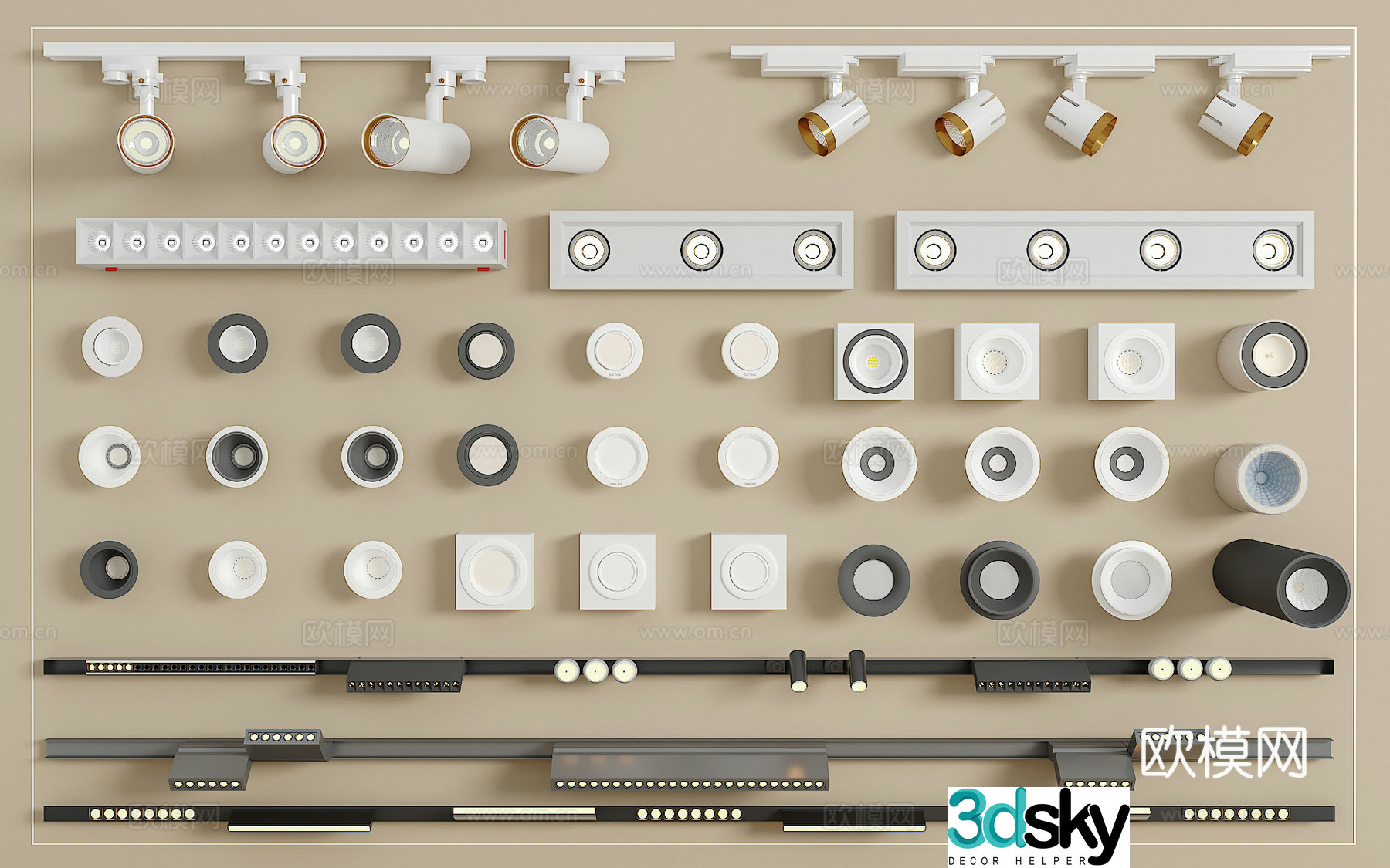 Track spotlight downlight linear lamp embedded downlight magnetic spotlight 3D model