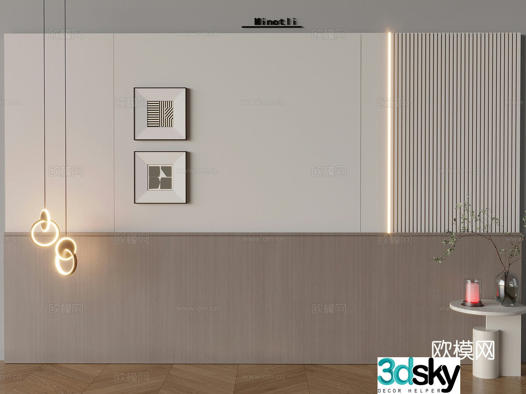 Italian sofa background wall bedside creative chandeliers Nordic tea table 3d model