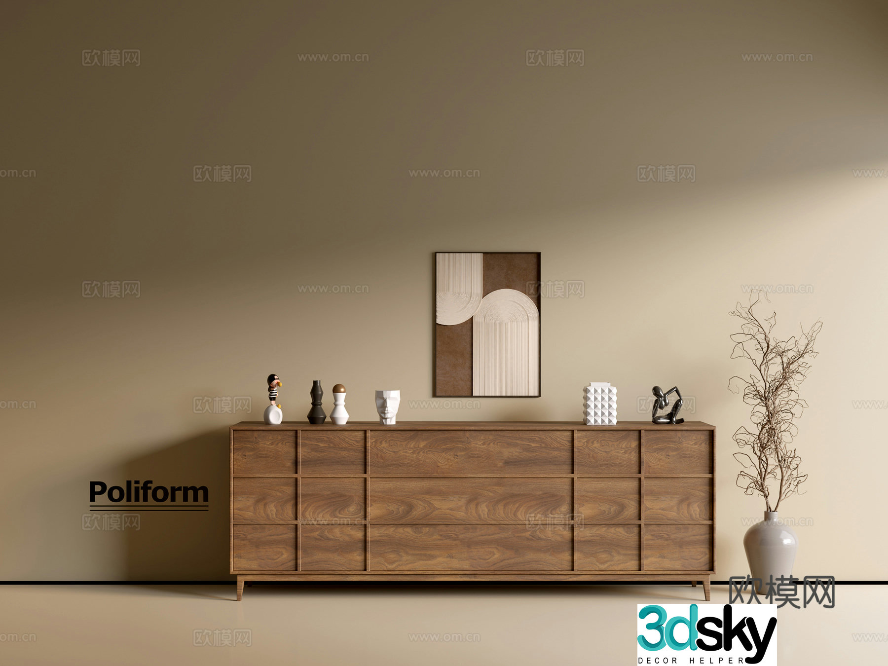 Modern wood grain cabinet ins wind minimalist wind cabinet whole cabinet sideboard balcony cabinet storage 3D model