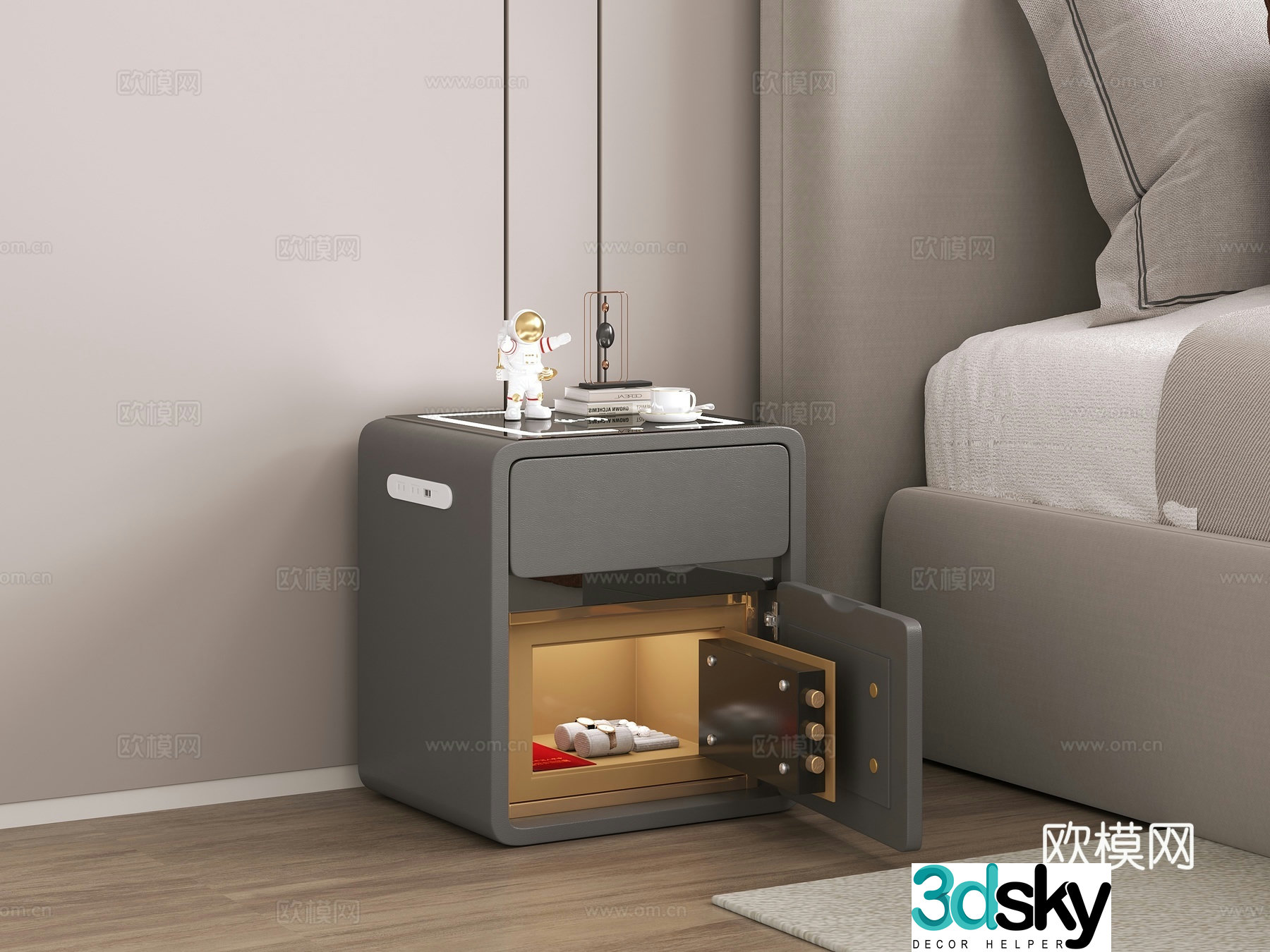 Modern style bedroom furniture dressing table full lighting 3d model
