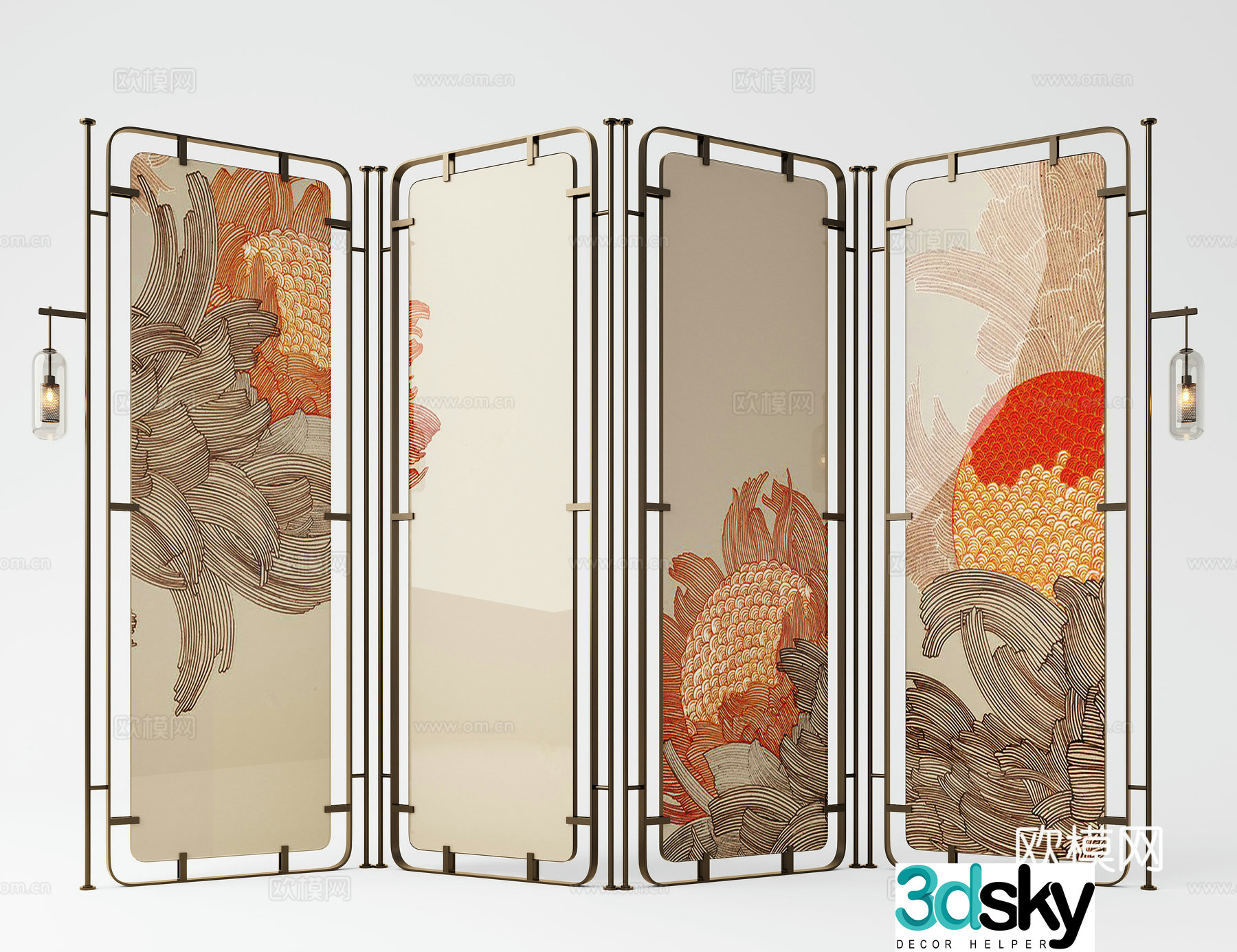 Modern screen partition Italian screen metal screen 3d model