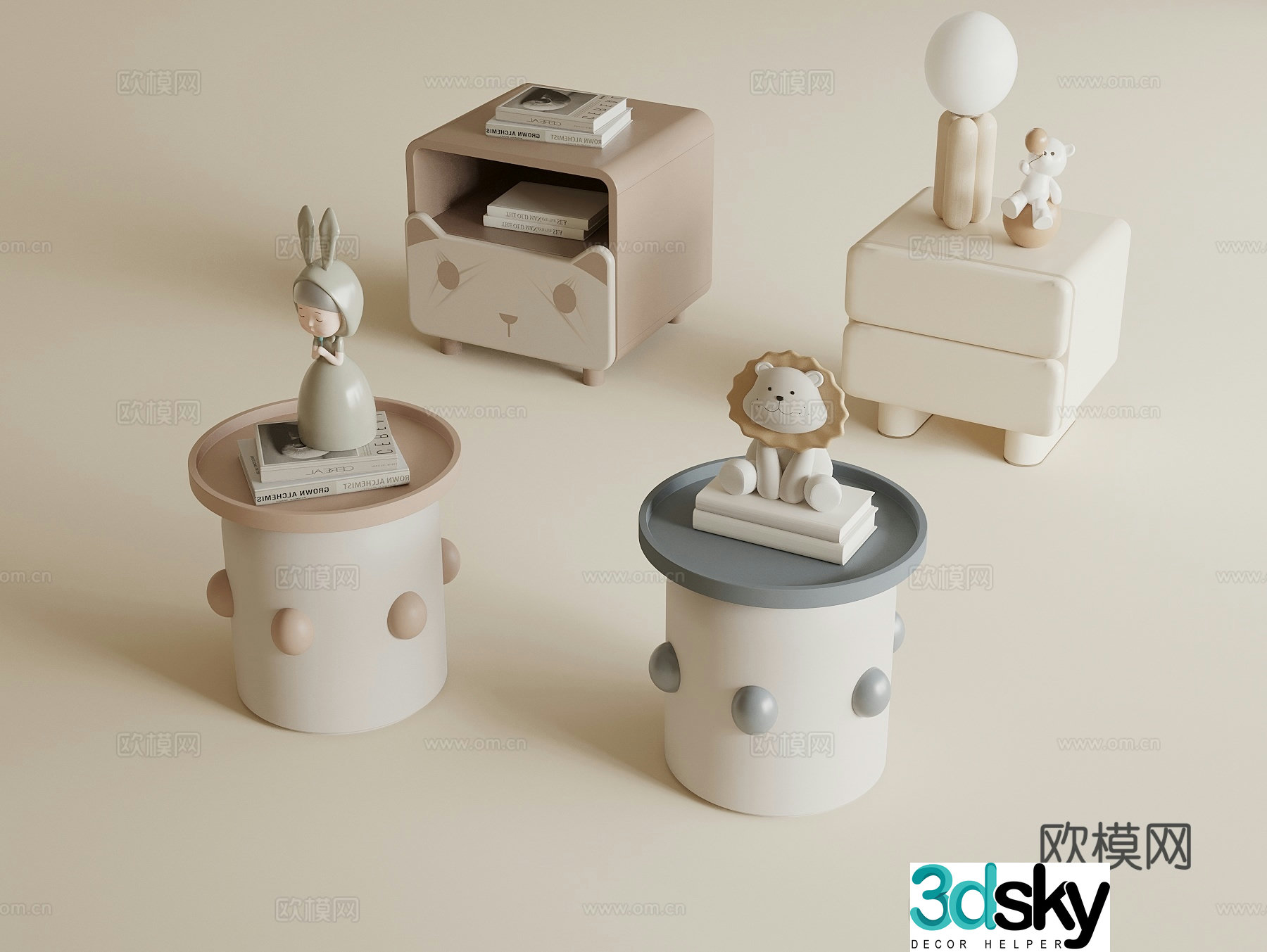 Modern children’s bedside table 3d model