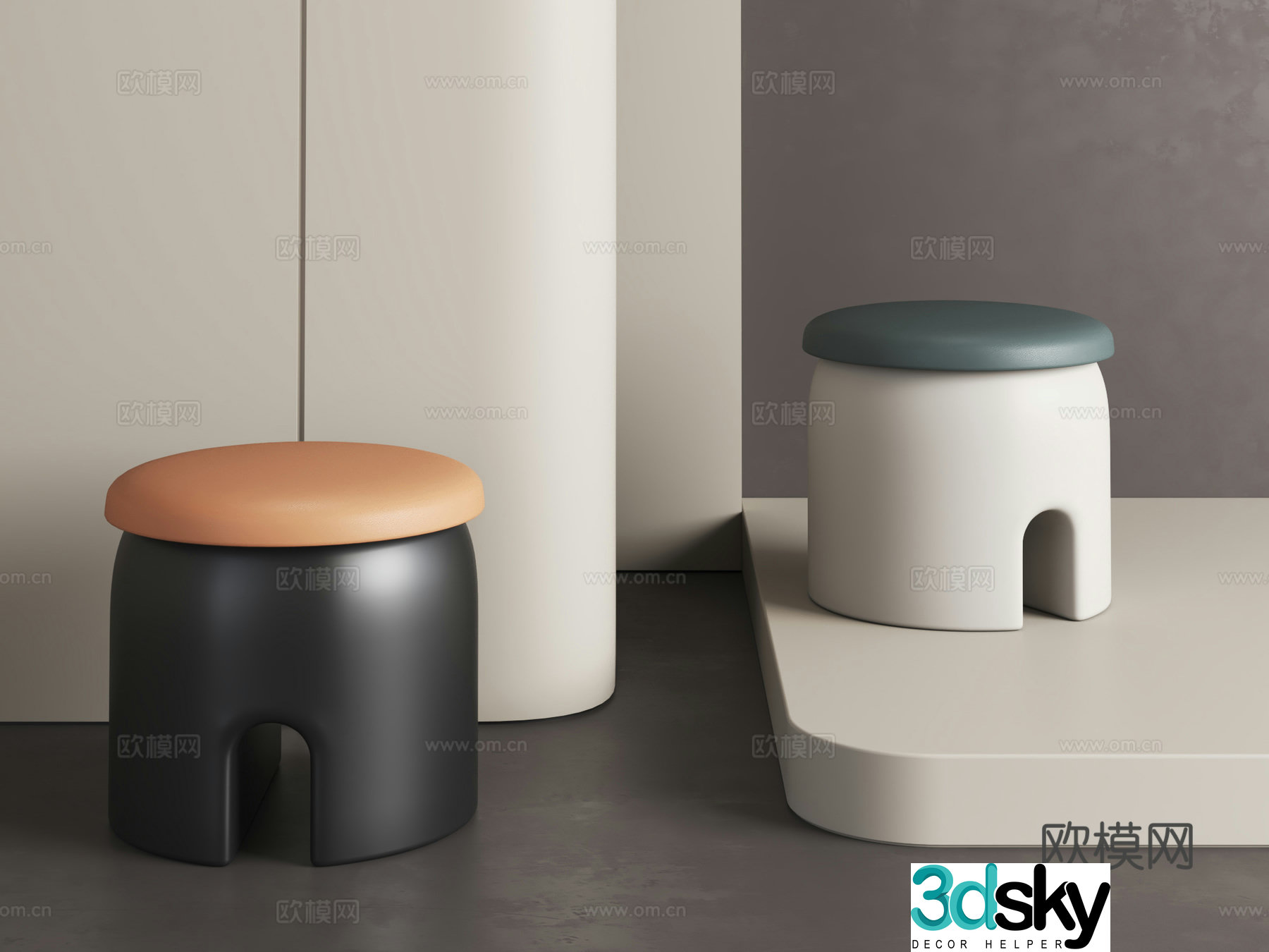 Modern shoe changing stool Italian dressing stool Entrance stool Light luxury makeup stool 3D model