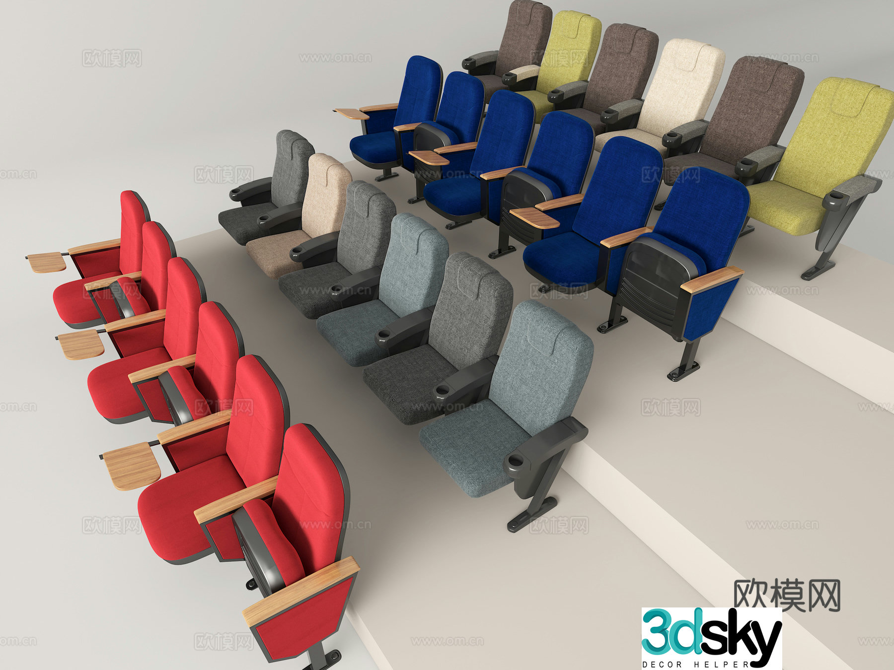 Cinema seats lecture hall seat 3d model