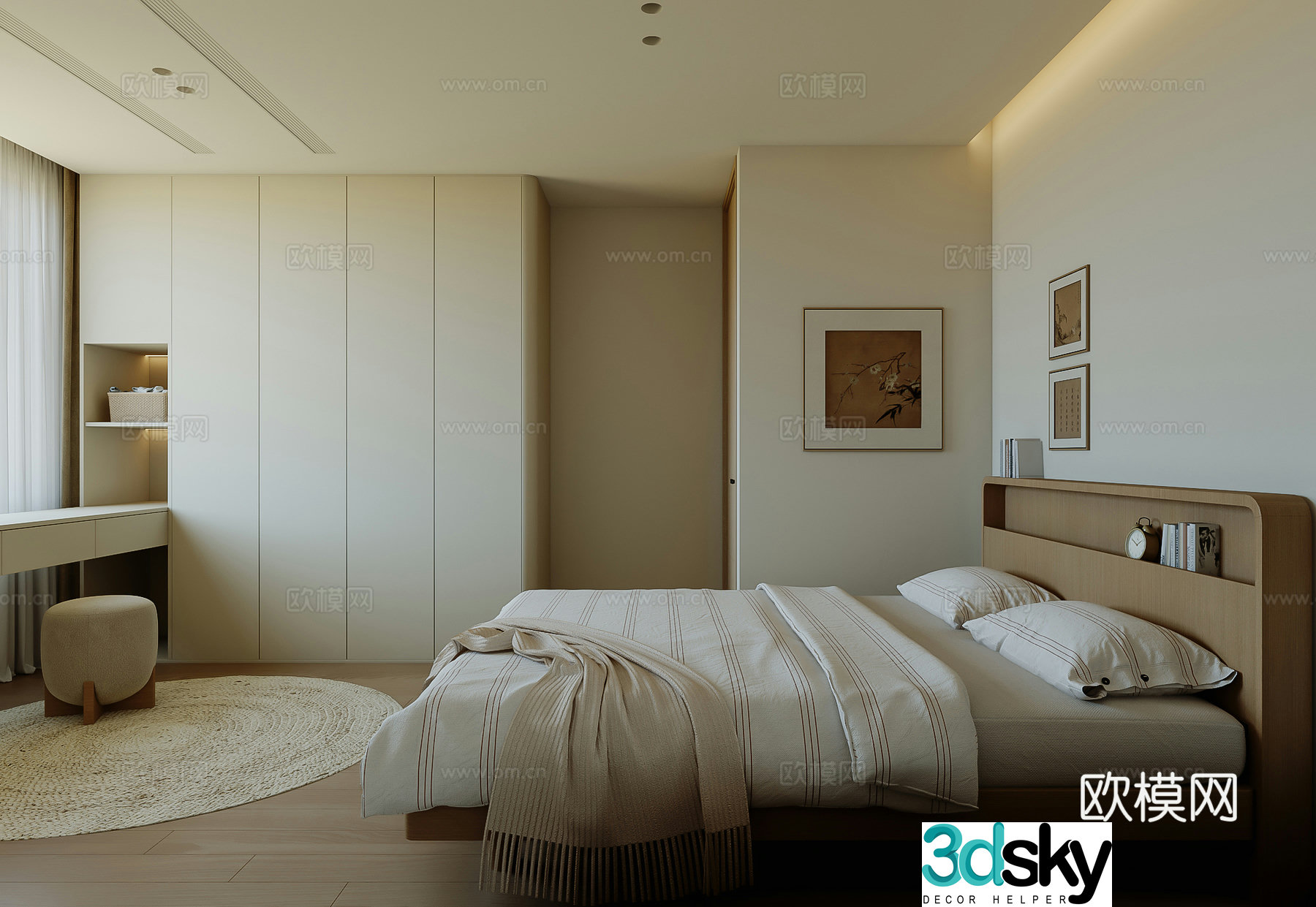 Japanese style home bedroom log style home bedroom Nordic home bedroom minimalist home bedroom 3D model