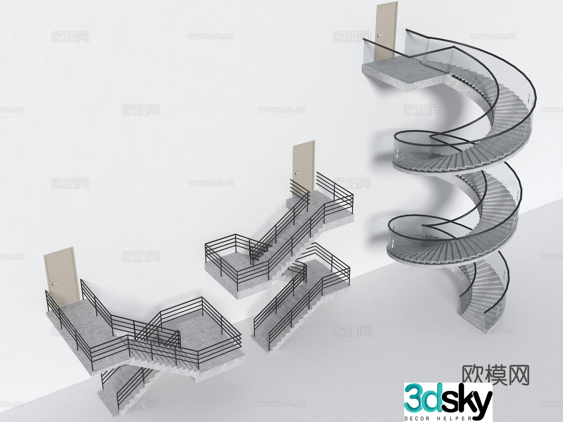 Modern outdoor stairs Steel frame stairs Outdoor landscape stairs Escape stairs Fire stairs Arc 3d model