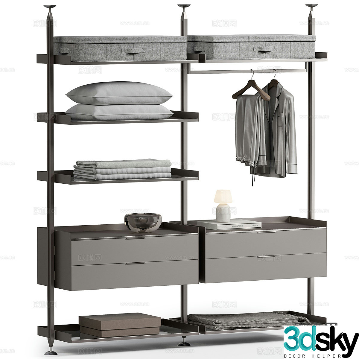 Modern Italian Open Wardrobe Clothes hanger 3d model