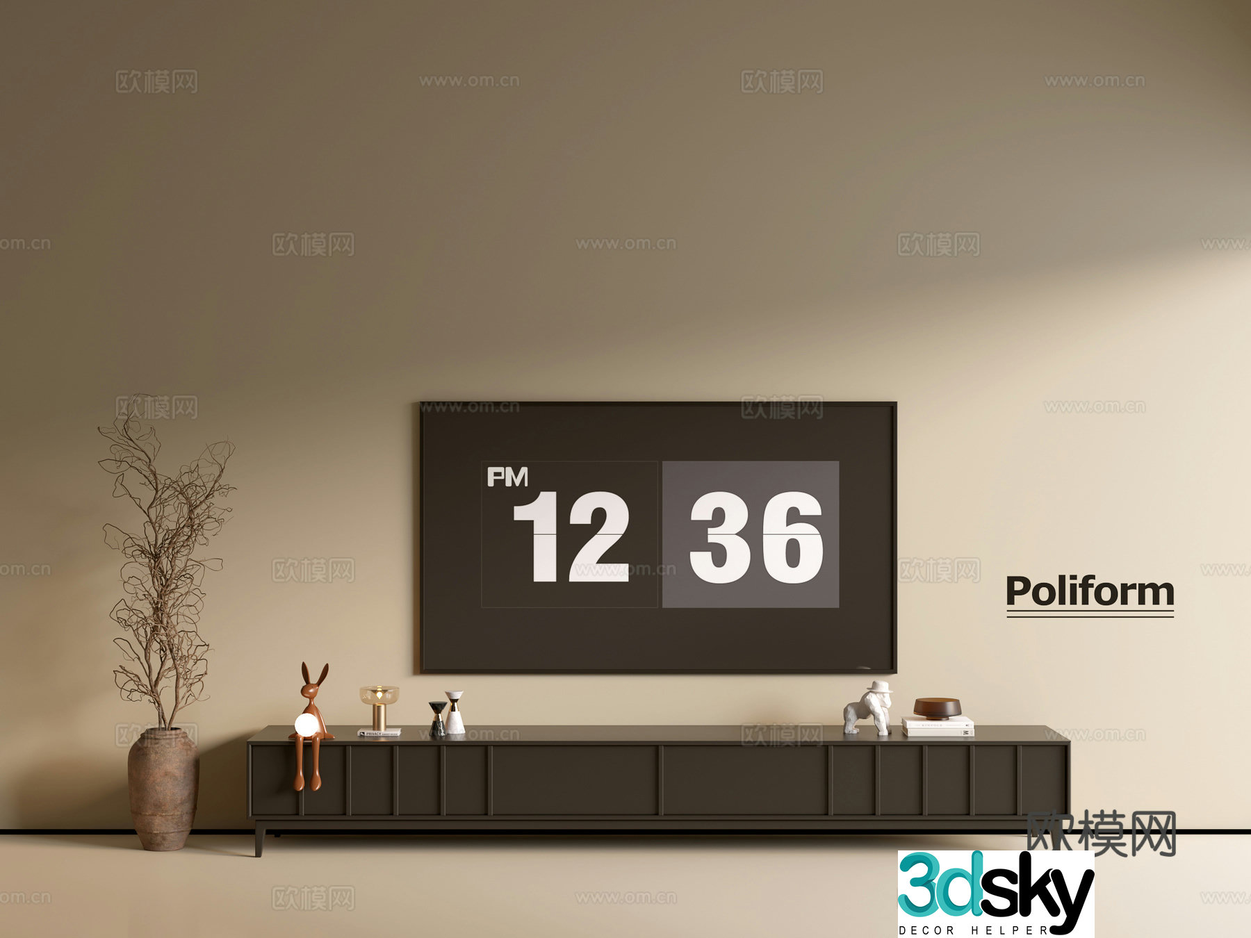 Modern black TV cabinet ins style minimalist wind cabinet whole cabinet sideboard balcony cabinet 3d model