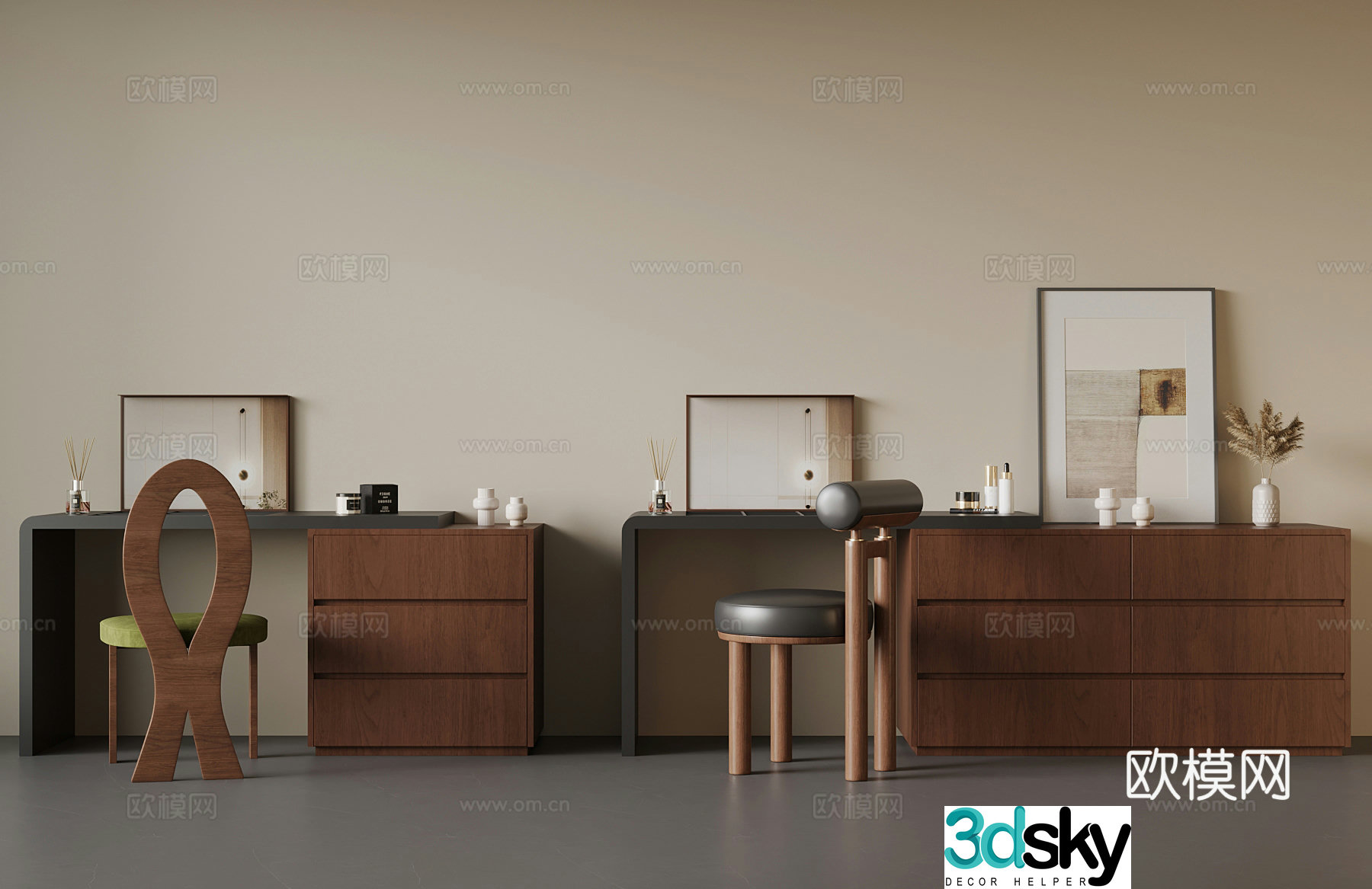 Medium style dressing table 3D model