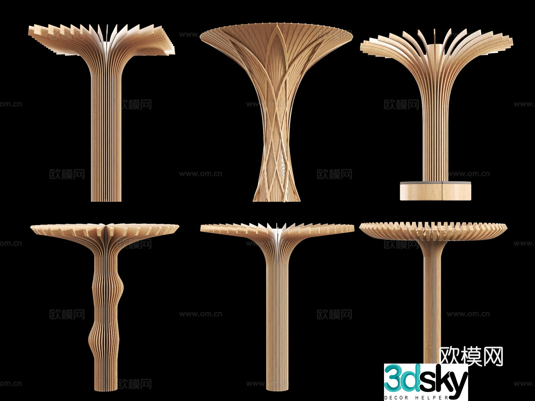 Interior Decoration Column Creative Column Grille Column Wooden Column Indoor Column Creative Package 3D Model
