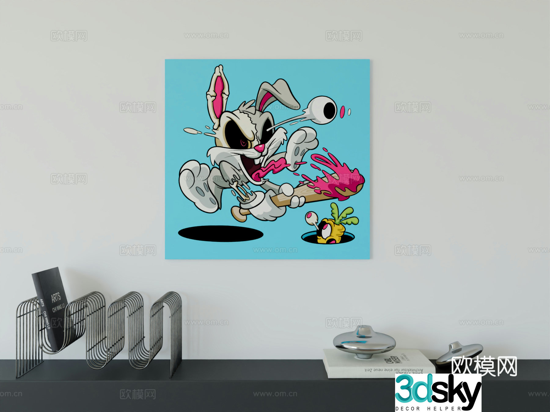 Modern minimalist cute cartoon character boy room girl room hanging painting 3d model
