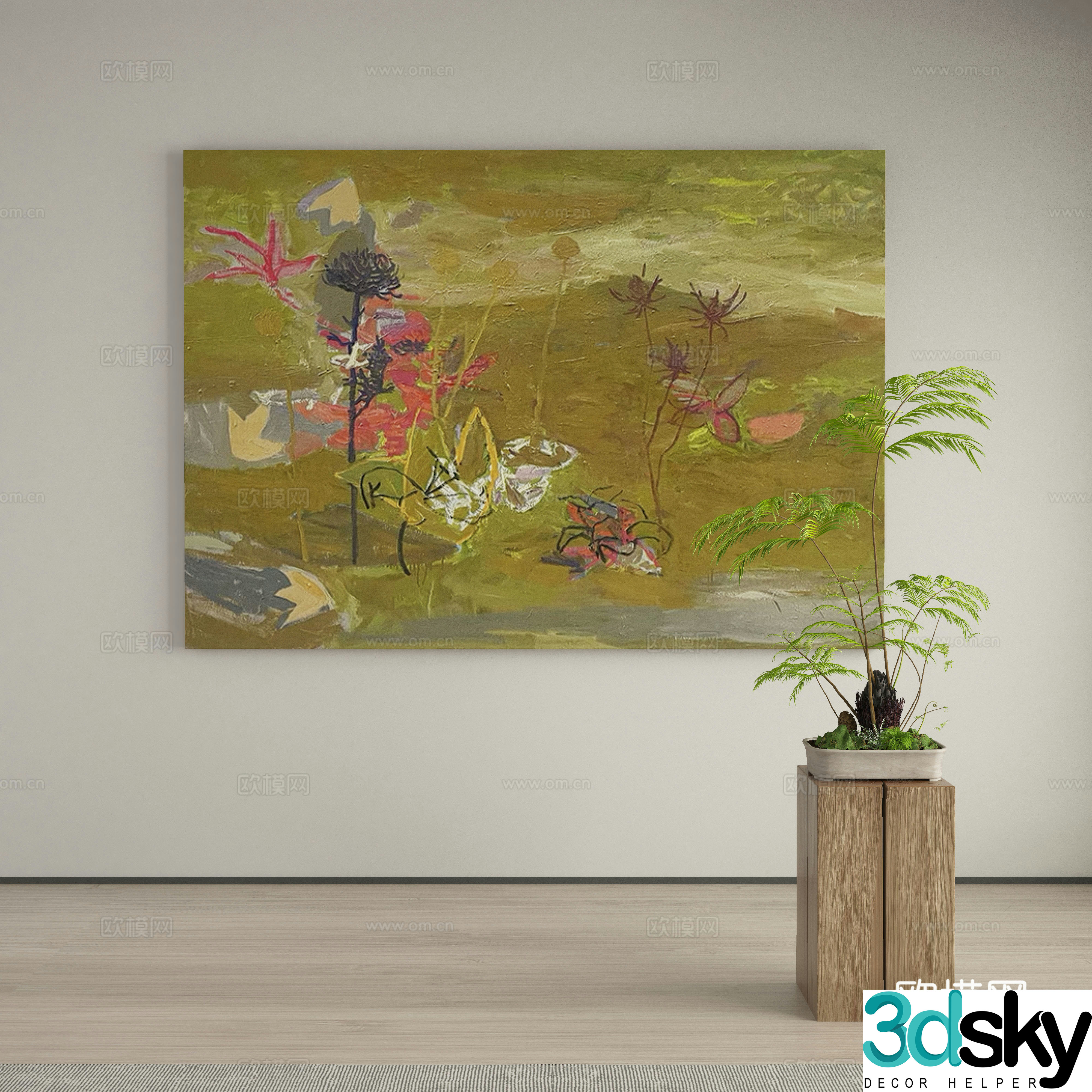Modern Wasabi Hanging Painting Oil Painting 3D Model