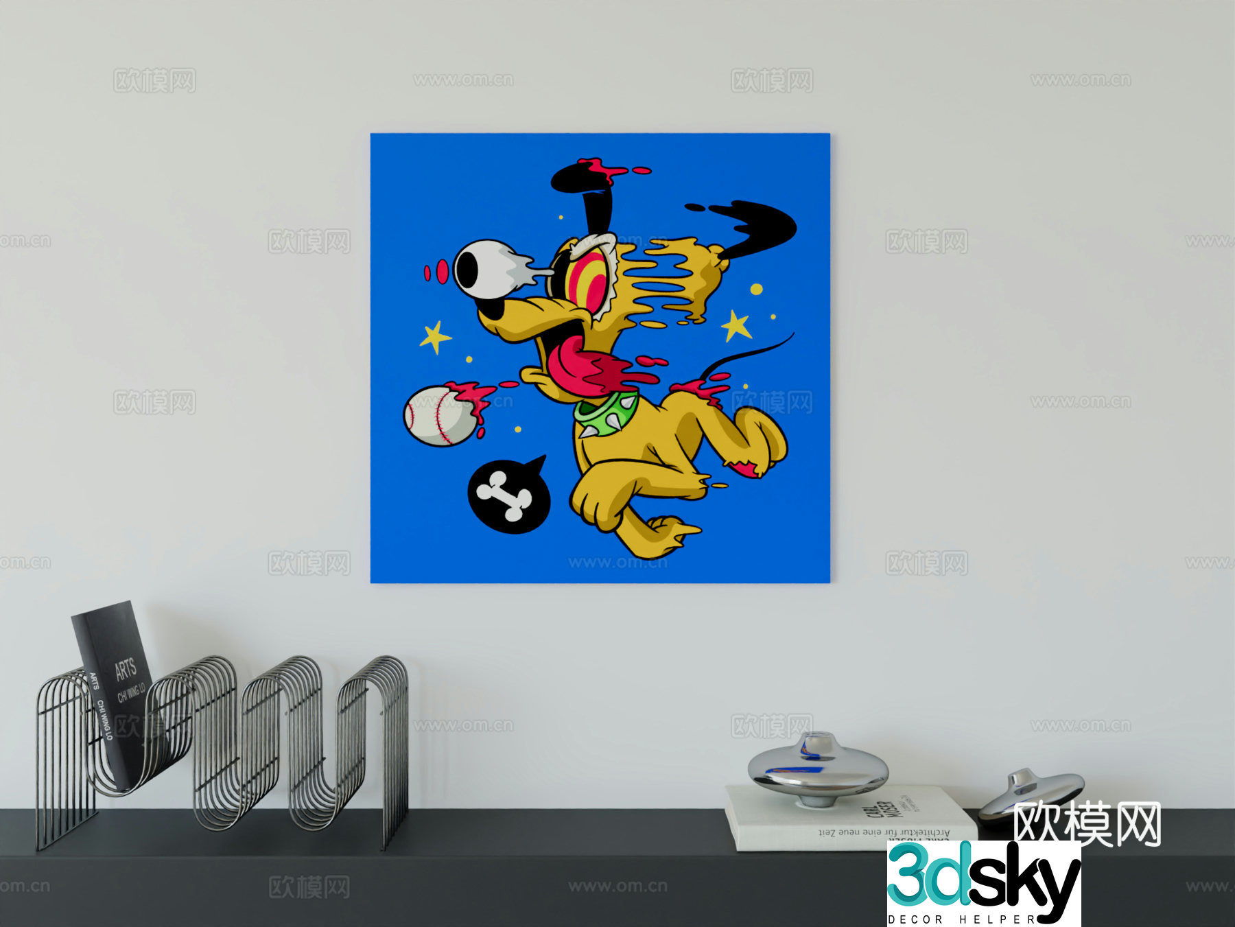 Modern minimalist cute cartoon character boy room girl room hanging painting 3d model