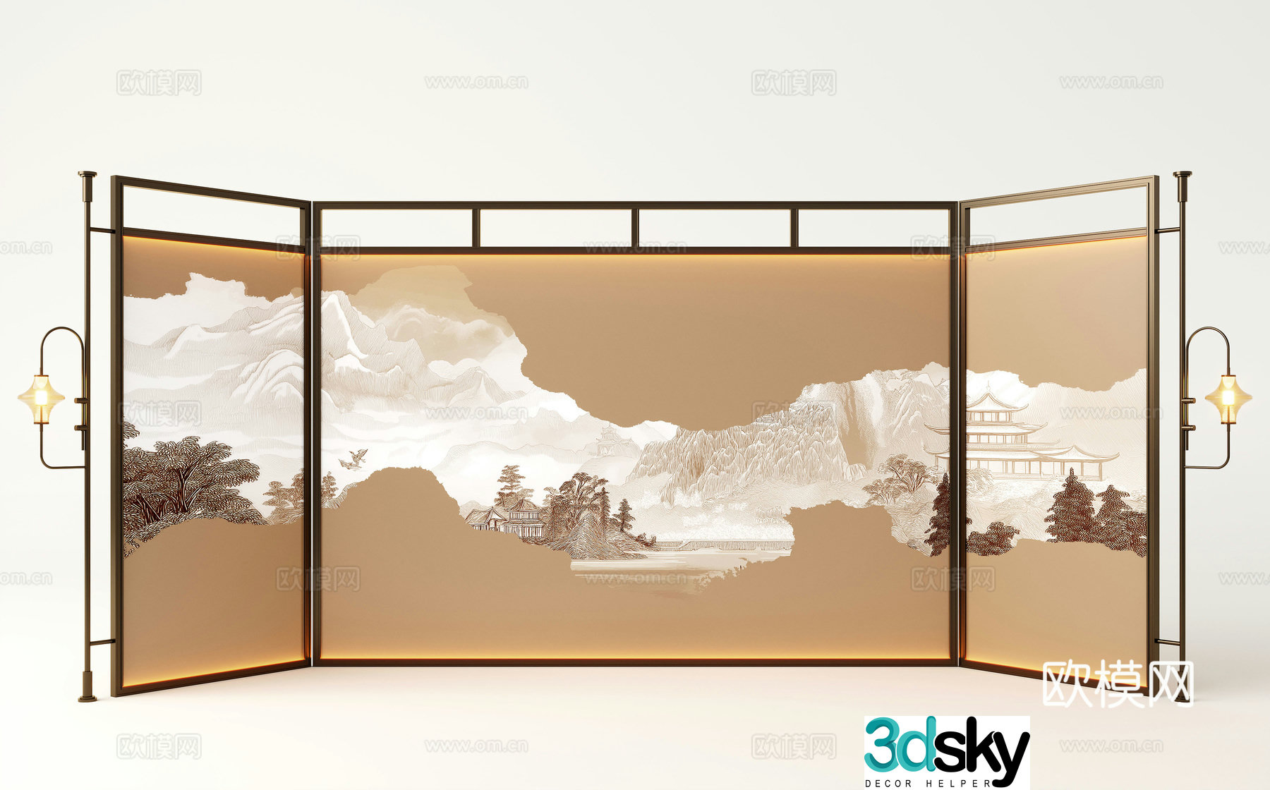 Modern screen partition Italian screen metal screen 3d model