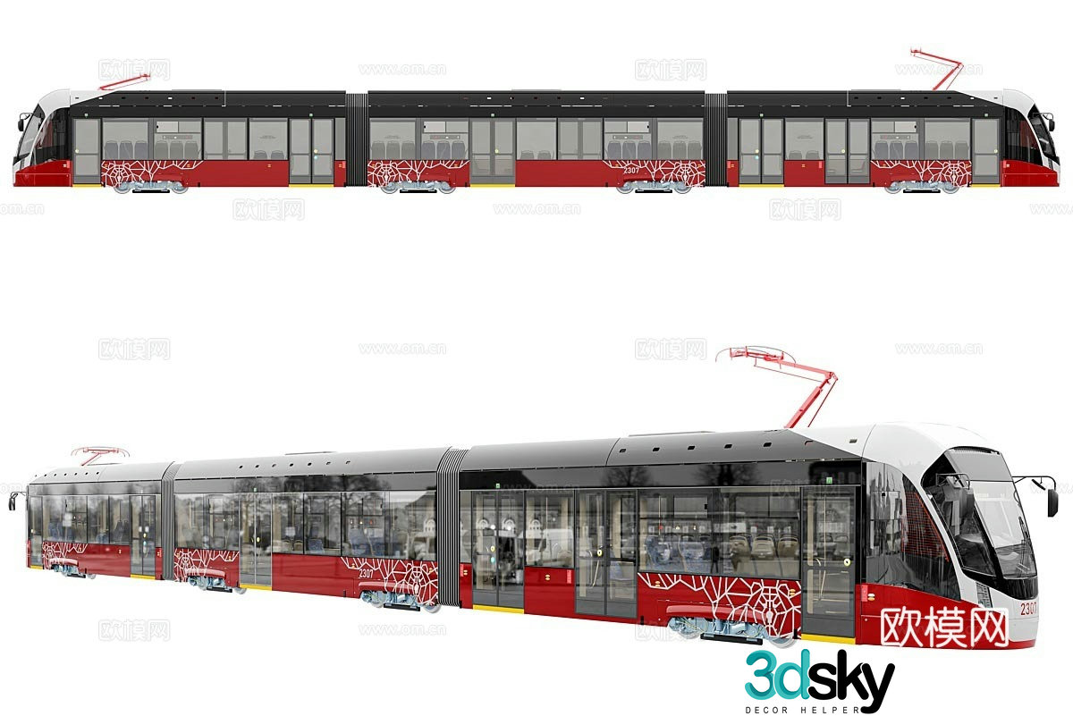 Modern tram tram 3d model