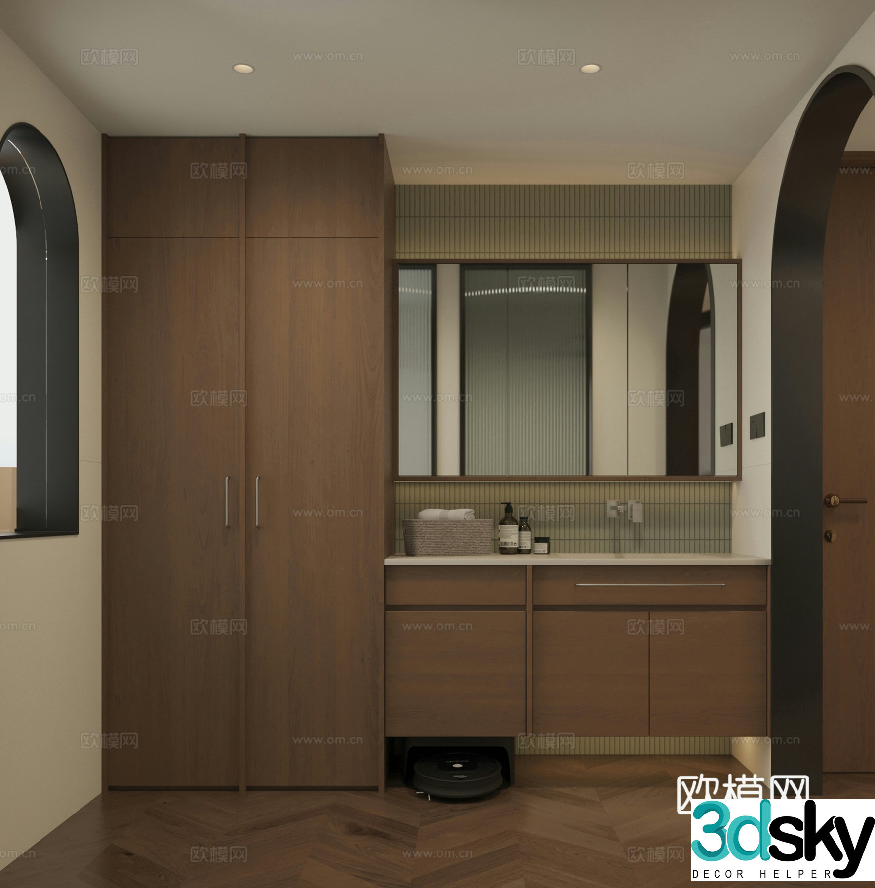 Middle-aged three-separated bathroom 3D model