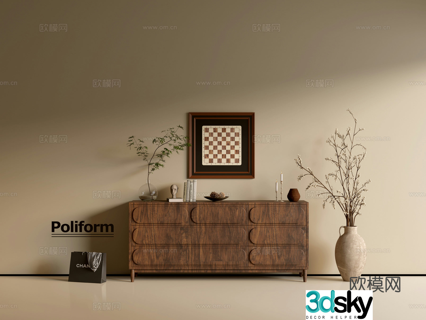 Modern wood grain cabinet ins wind minimalist wind cabinet whole cabinet sideboard balcony cabinet storage 3D model