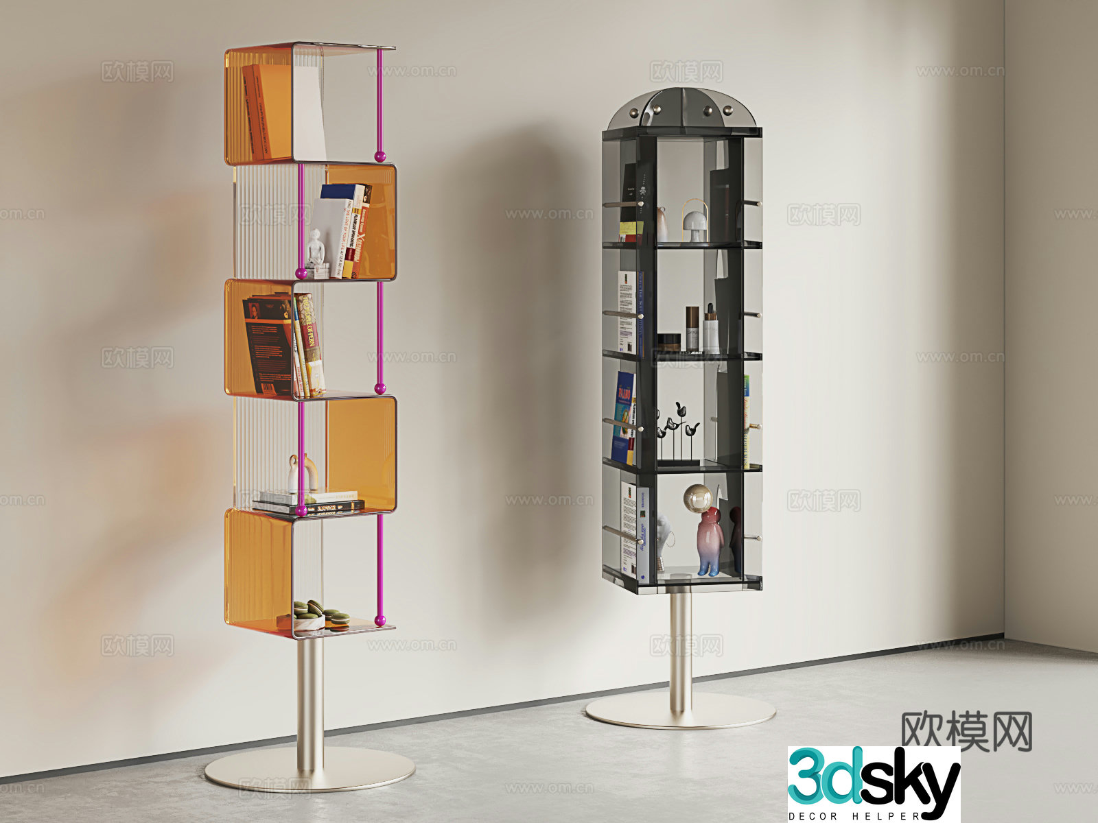 Modern acrylic storage rack medieval magazine storage rack light luxury bookshelf storage rack 3D model