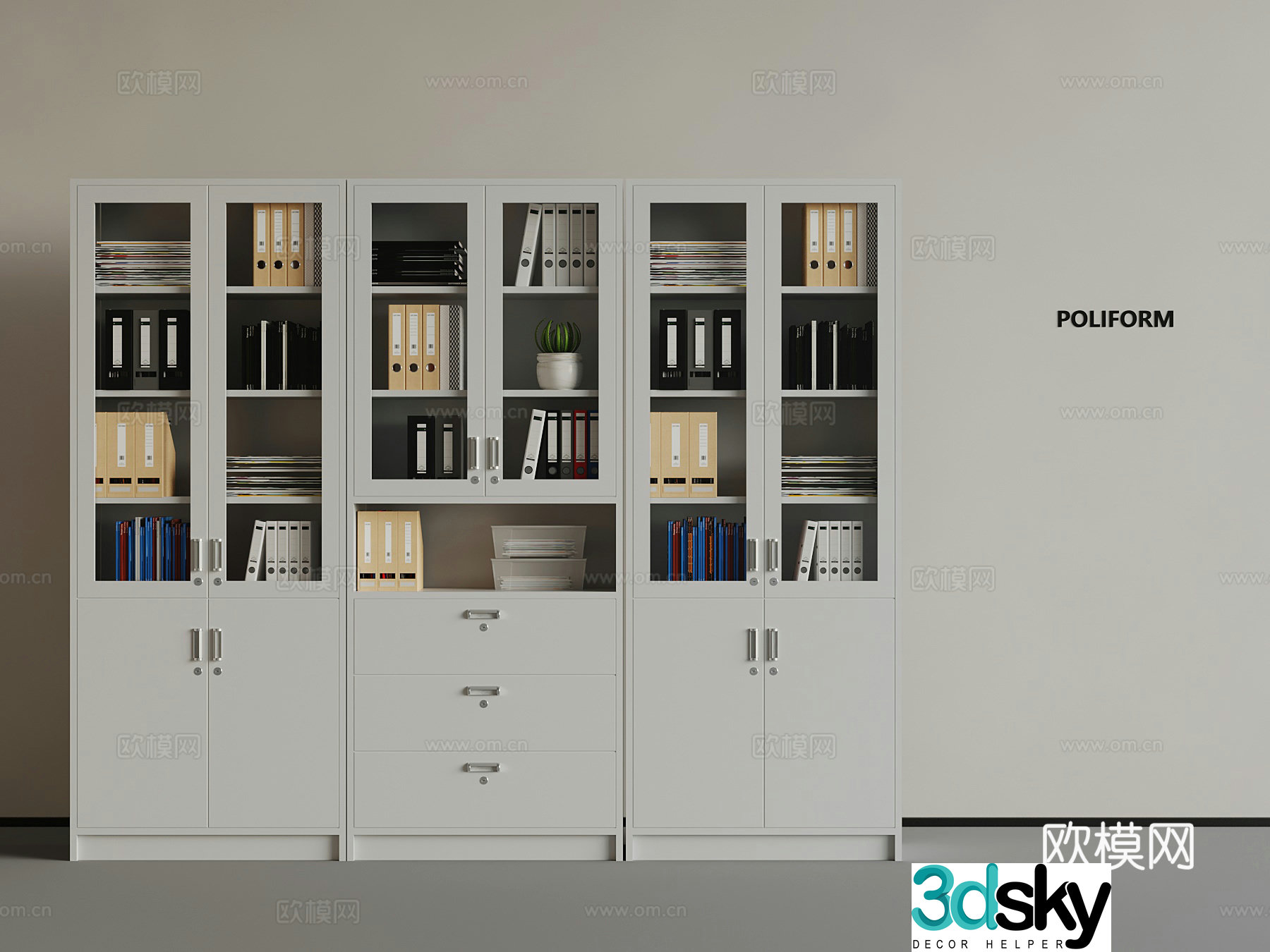 Modern filing cabinet tin cabinet 3d model
