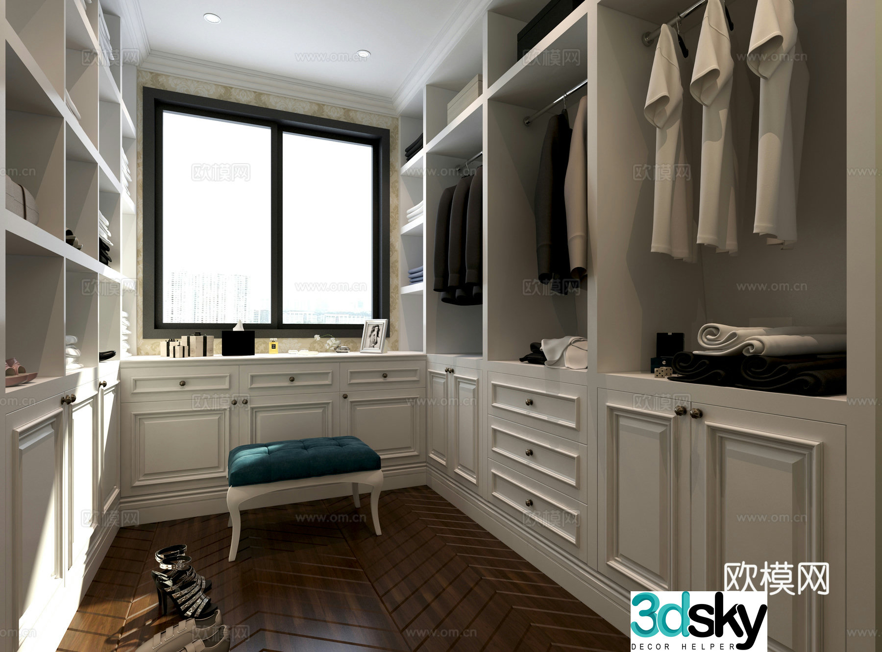 European simple white cloakroom 3D model