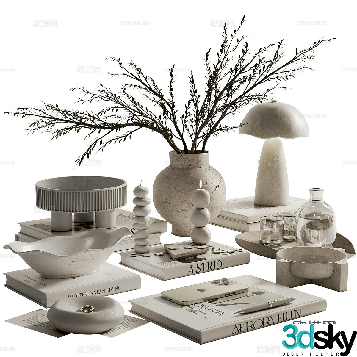 New Chinese style Wasabi ornament combination 3D model