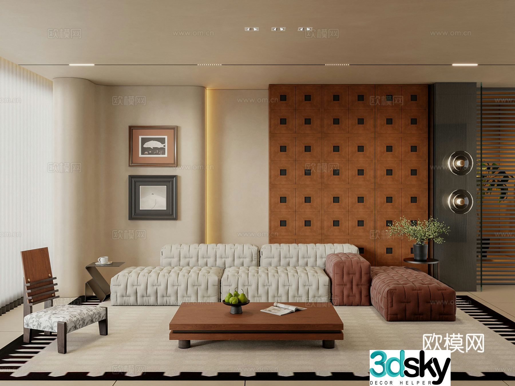 Middle-aged living room 3d model