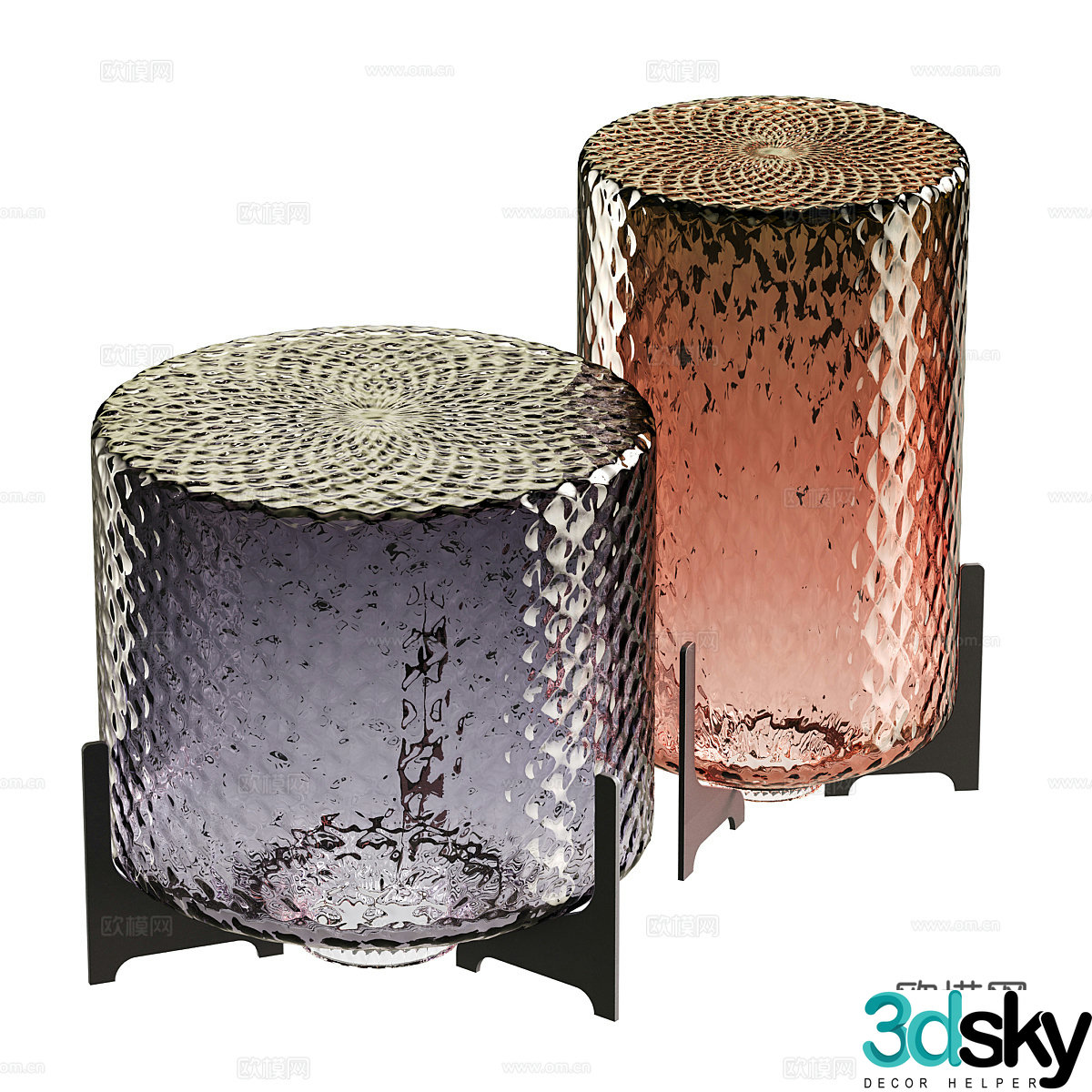 Modern Italian acrylic side table glass side table round side table 3D model